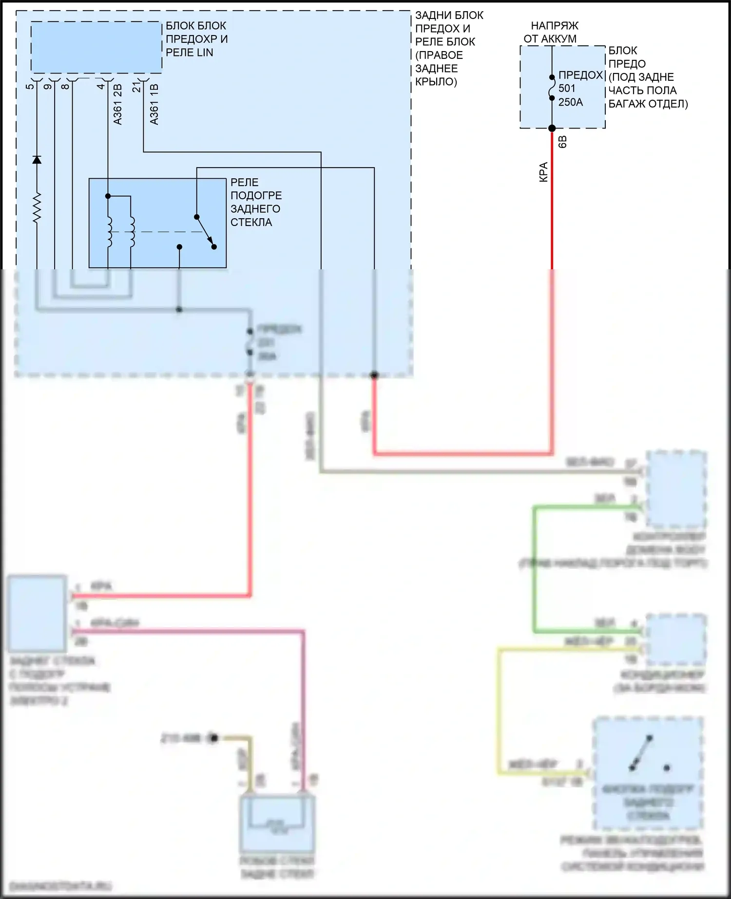 X3 BMW G01 рестайлинг (2021-2024): Электросхема заднего подогрева 