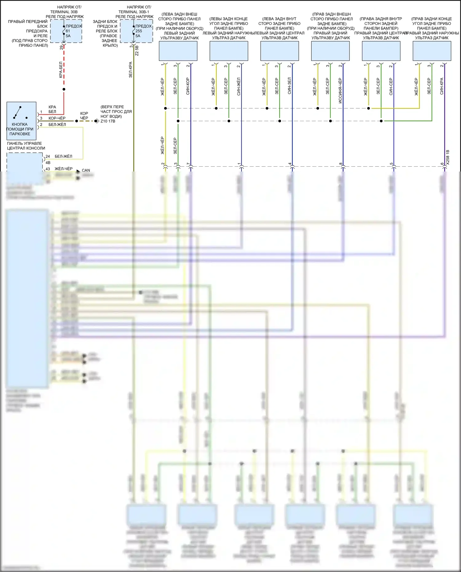 X3 BMW G01 рестайлинг (2021-2024): Электросхема парктроника 