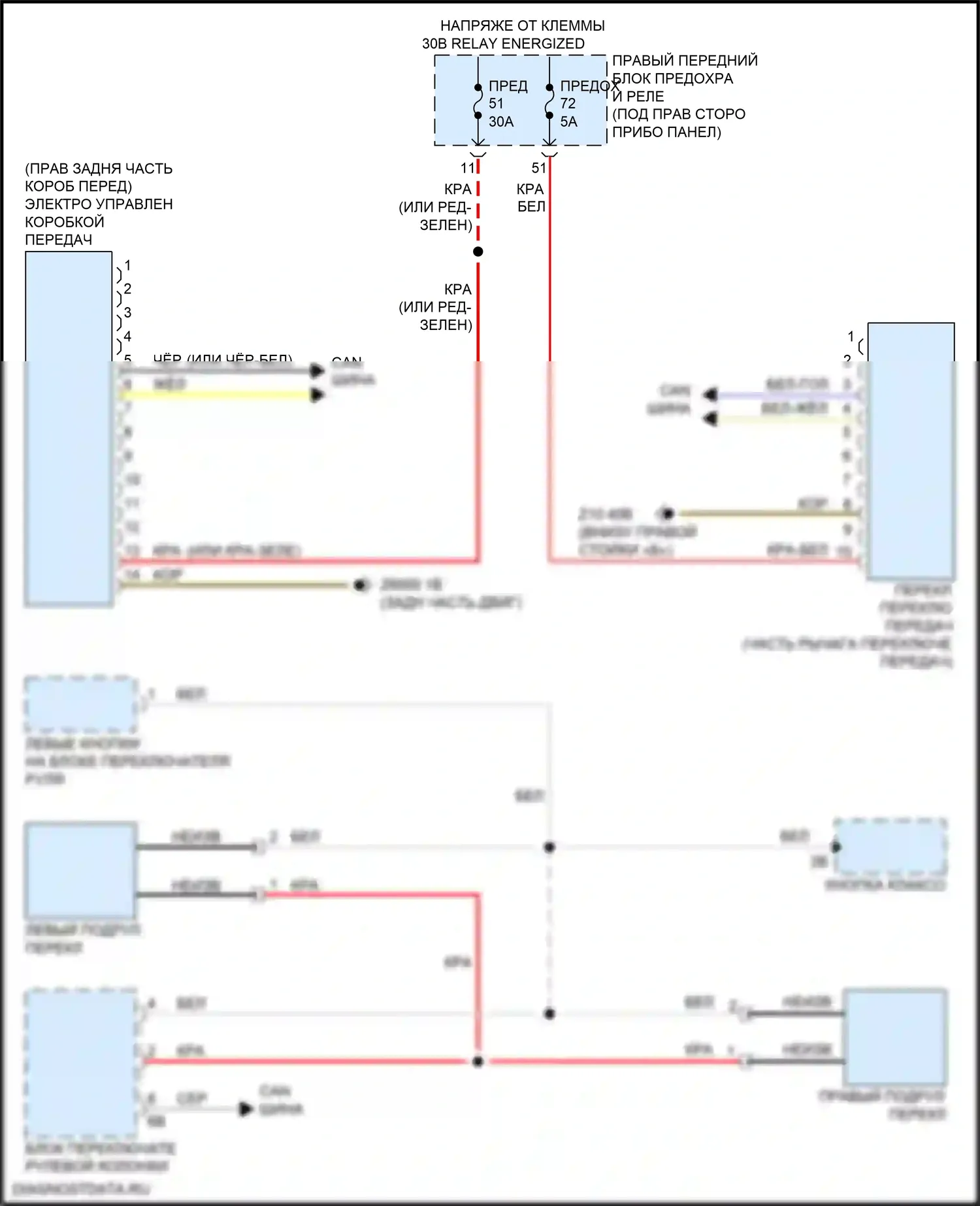 X3 BMW G01 (2017-2021): Электросхема автоматической коробки передач 