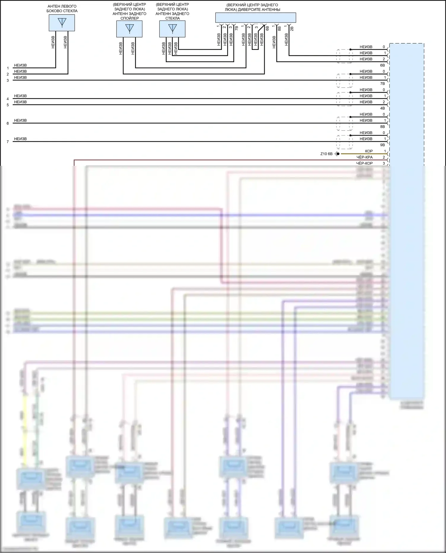 X3 BMW G01 (2017-2021): Электросхема аудиоблока приемника, средний уровень (3 из 3) 