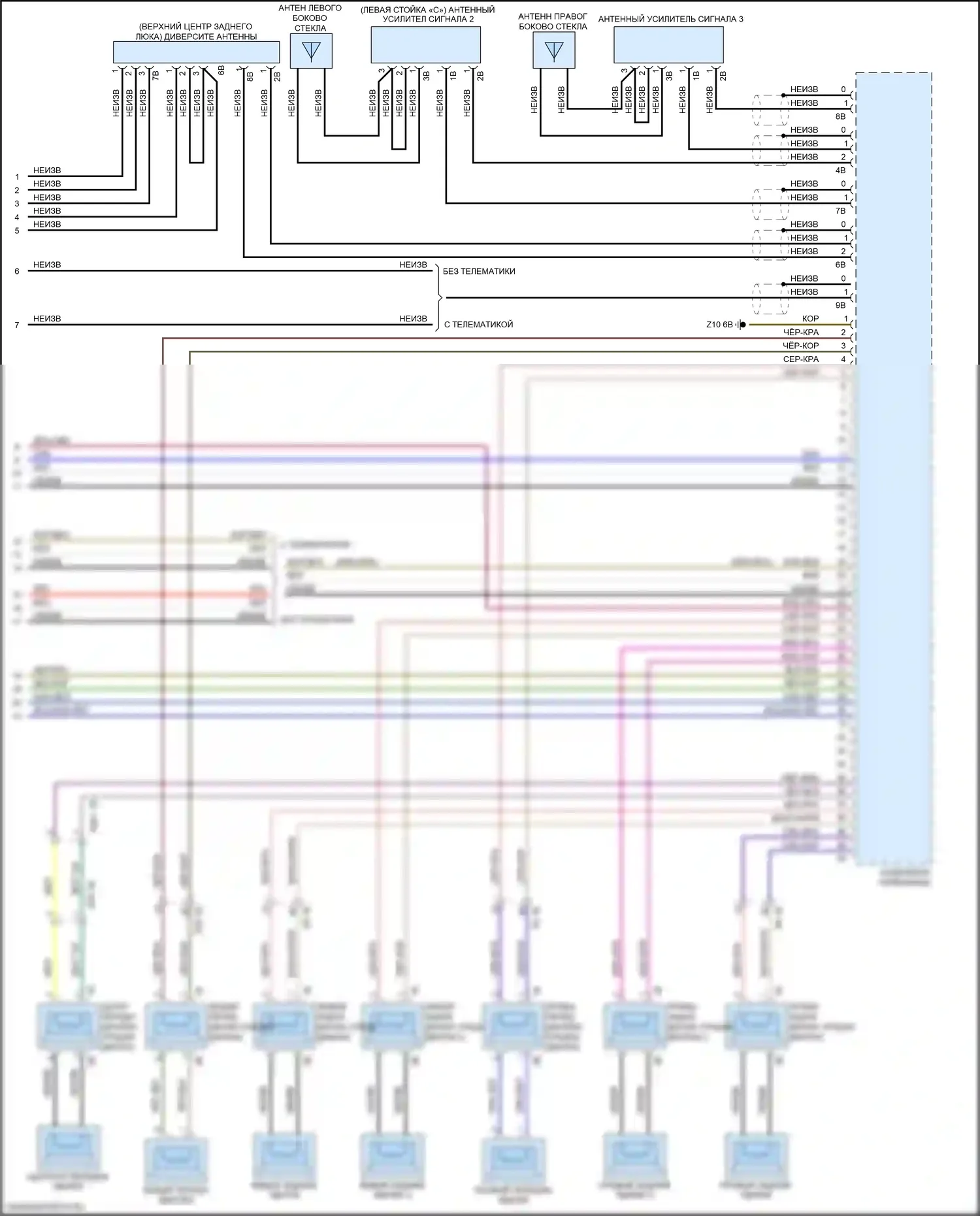 X3 BMW G01 (2017-2021): Электросхема аудиоблока приемника, высокий уровень (3 из 3) 
