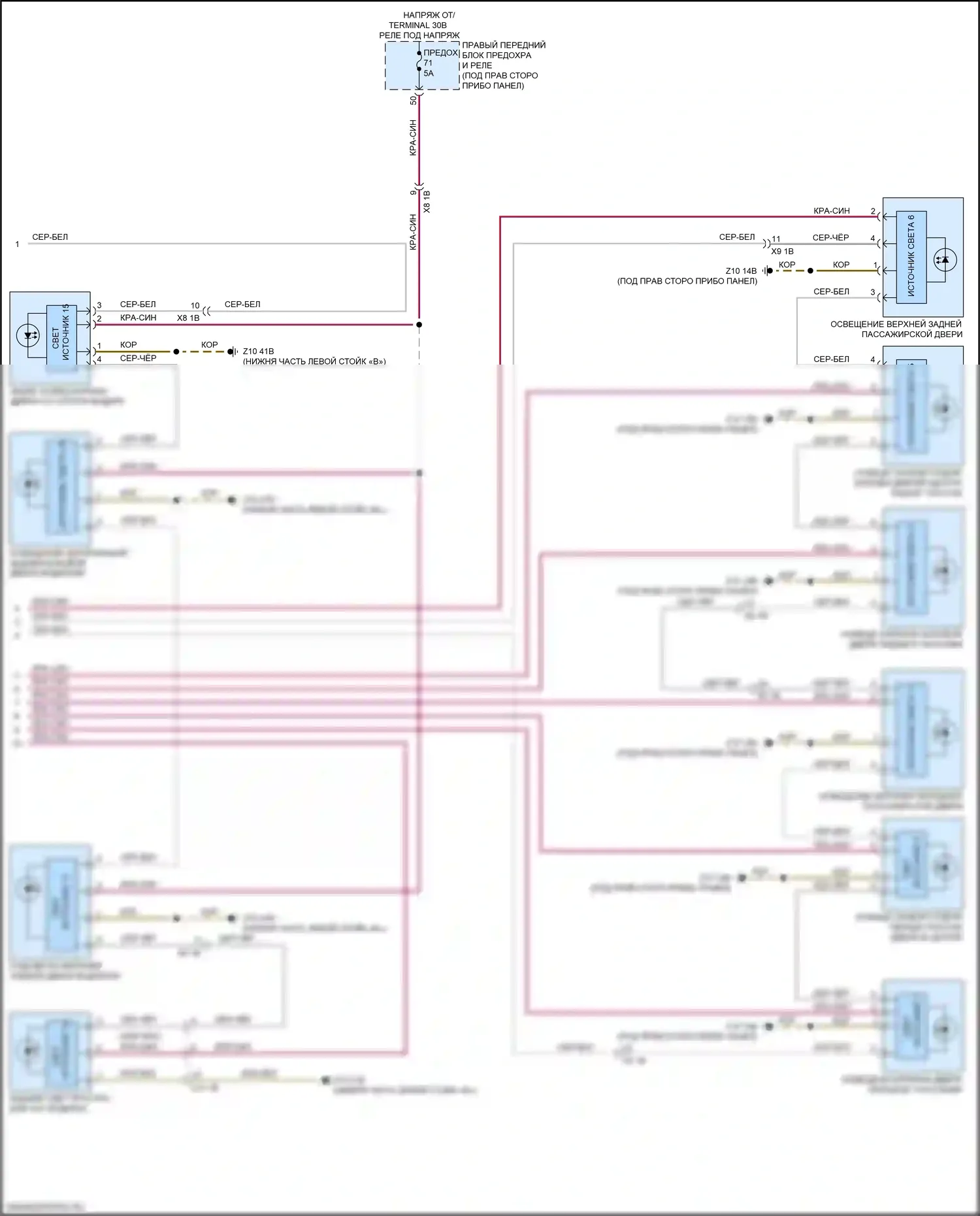 X3 BMW G01 (2017-2021): Электросхема освещения салона (4 из 4) 