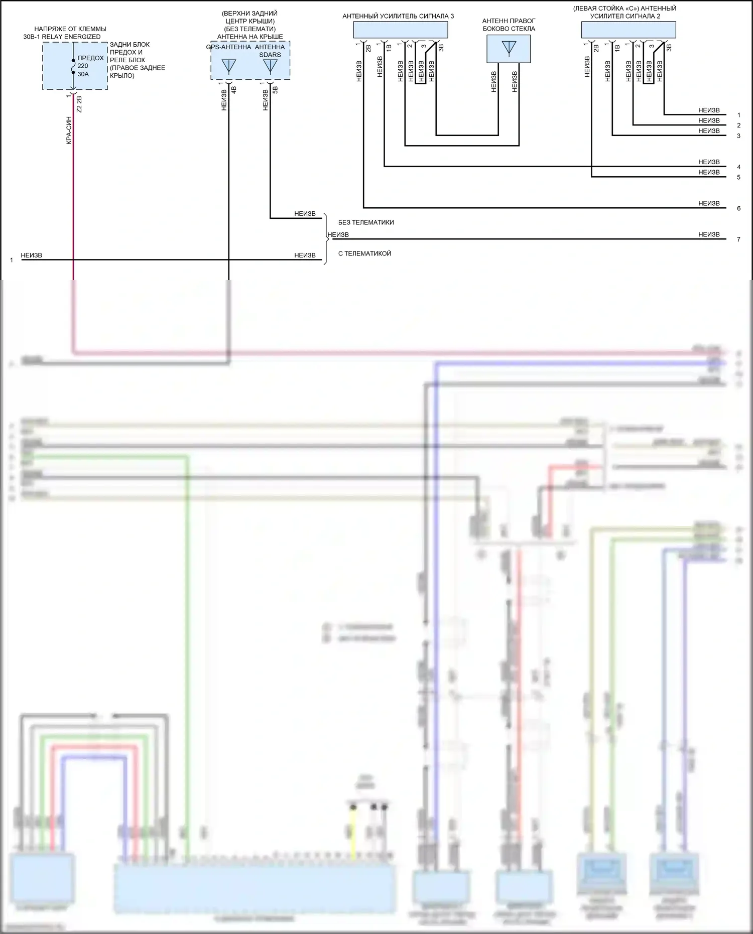 X3 BMW G01 (2017-2021): Электросхема навигации, средний уровень с аудиоблоком приемника (2 из 3) 