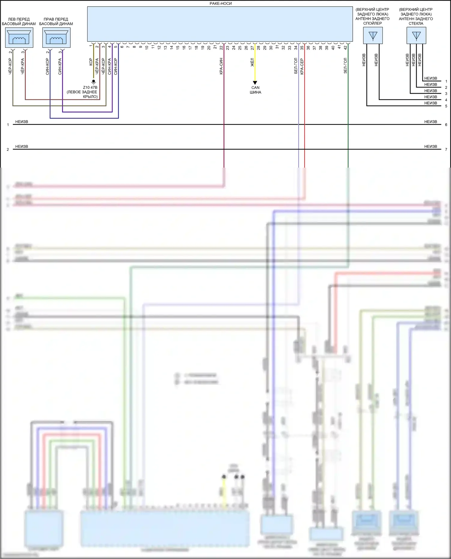 X3 BMW G01 (2017-2021): Электросхема навигации, высокий уровень с аудиоблоком приемника (2 из 3) 
