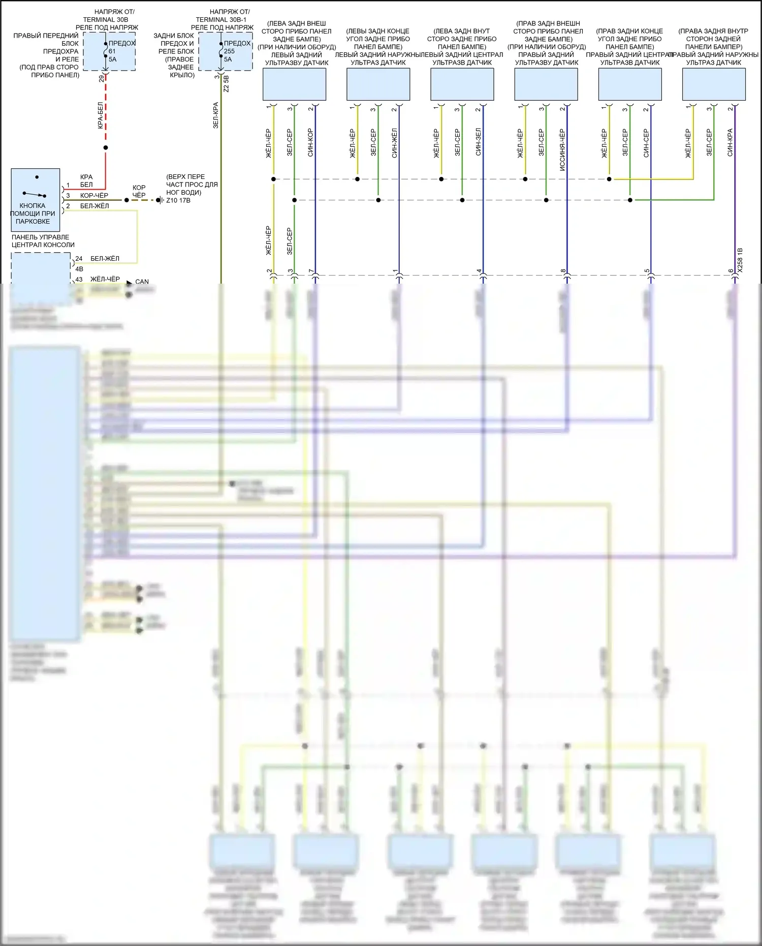 X3 BMW G01 (2017-2021): Электросхема парктроника 