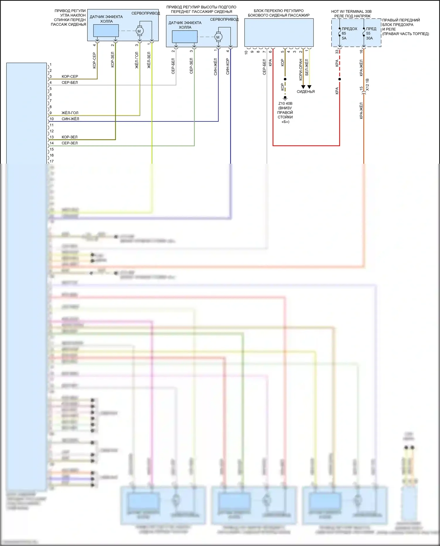 X4 M BMW F98 рестайлинг (2021-2024): Электросхема сиденья памяти пассажира 