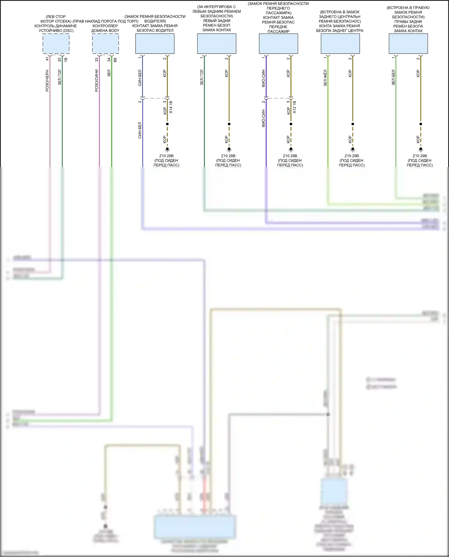 X4 M BMW F98 рестайлинг (2021-2024): Электросхема подушек безопасности (2 из 4) 