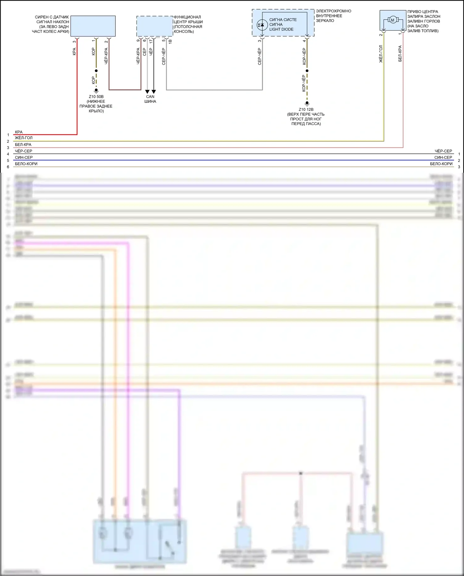 X4 M BMW F98 рестайлинг (2021-2024): Электросхема сигнализации и центрального запирания (2 из 3) 
