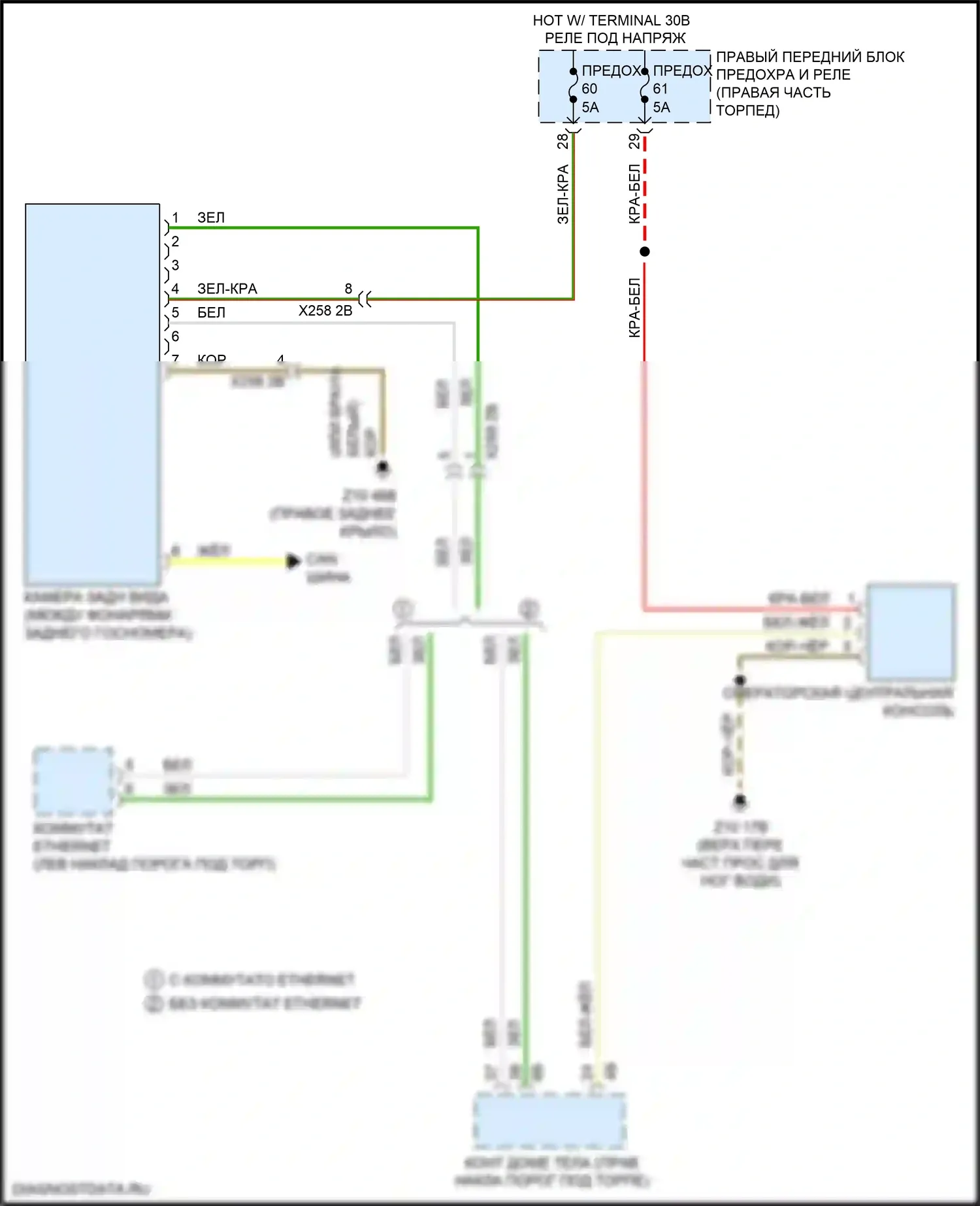 X4 M BMW F98 рестайлинг (2021-2024): Электросхема задней камеры 