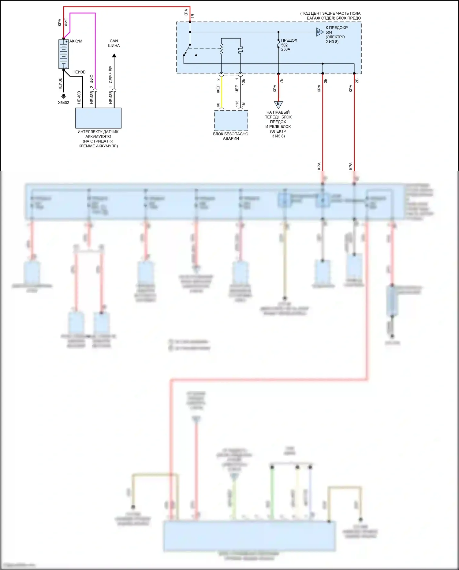 X4 M BMW F98 (2019-2021): Электросхема блока предохранителей реле (1 из 8) 