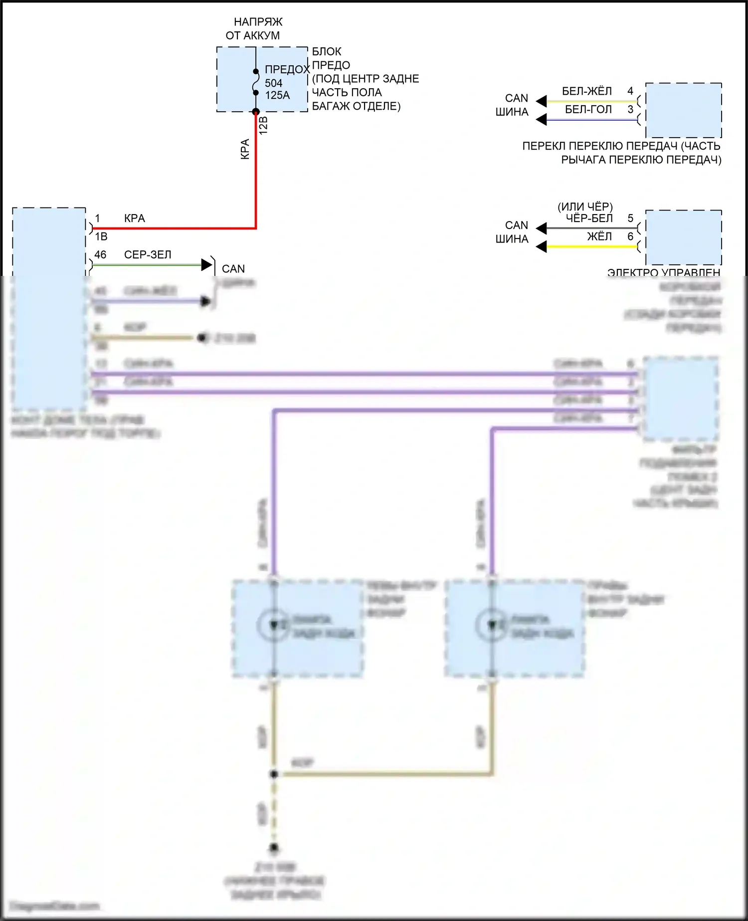 X4 M BMW F98 (2019-2021): Электросхема фонарей заднего хода 