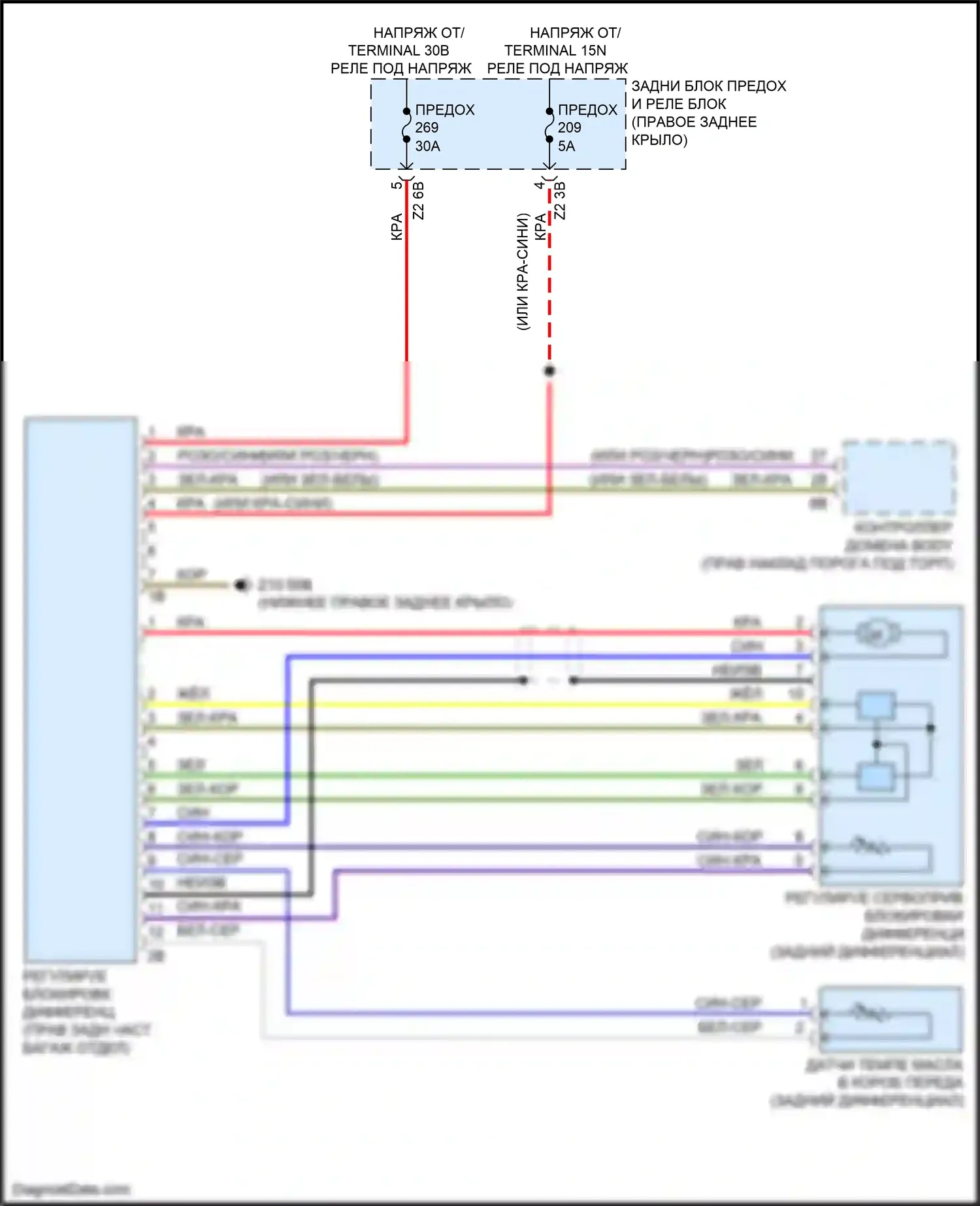 X4 M BMW F98 (2019-2021): Электросхема заднего моста 