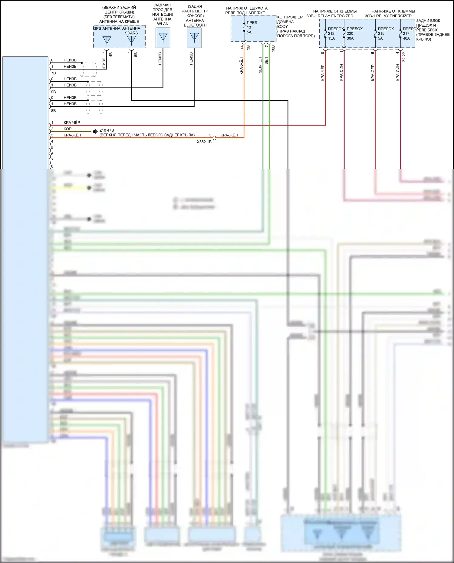 X4 M BMW F98 (2019-2021): Электросхема аудиоблока приемника, высокий уровень (1 из 3) 