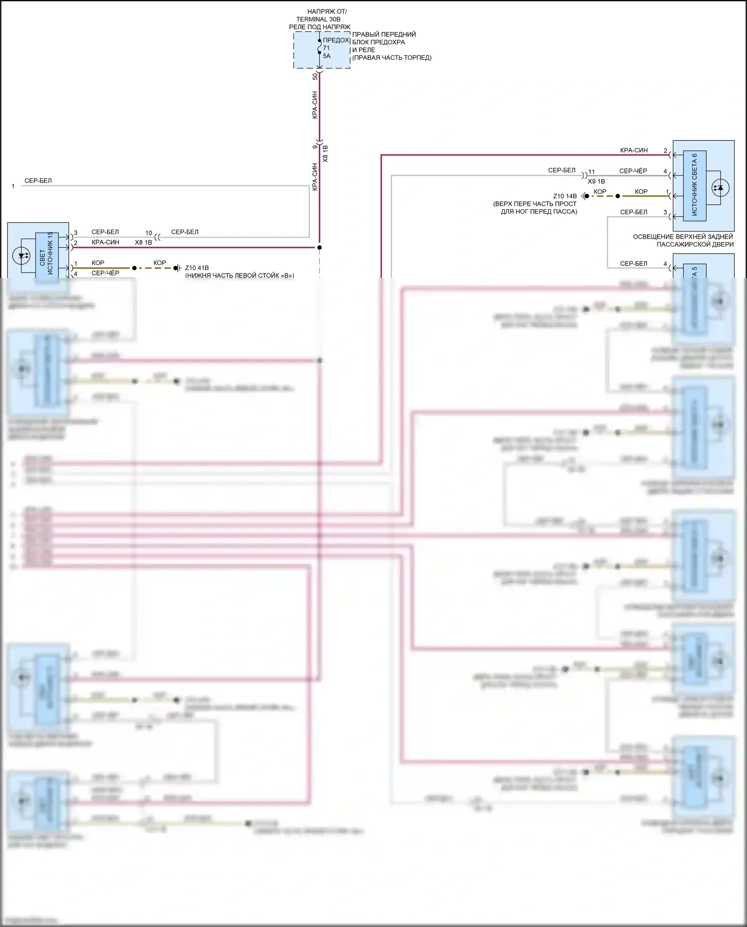 X4 M BMW F98 (2019-2021): Электросхема освещения салона (4 из 4) 