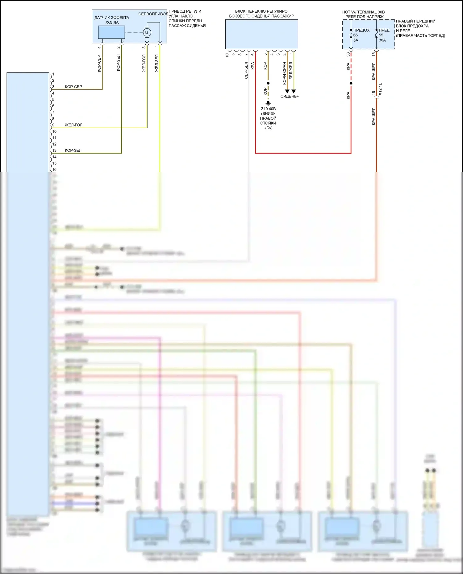 X4 M BMW F98 (2019-2021): Электросхема сиденья памяти пассажира 