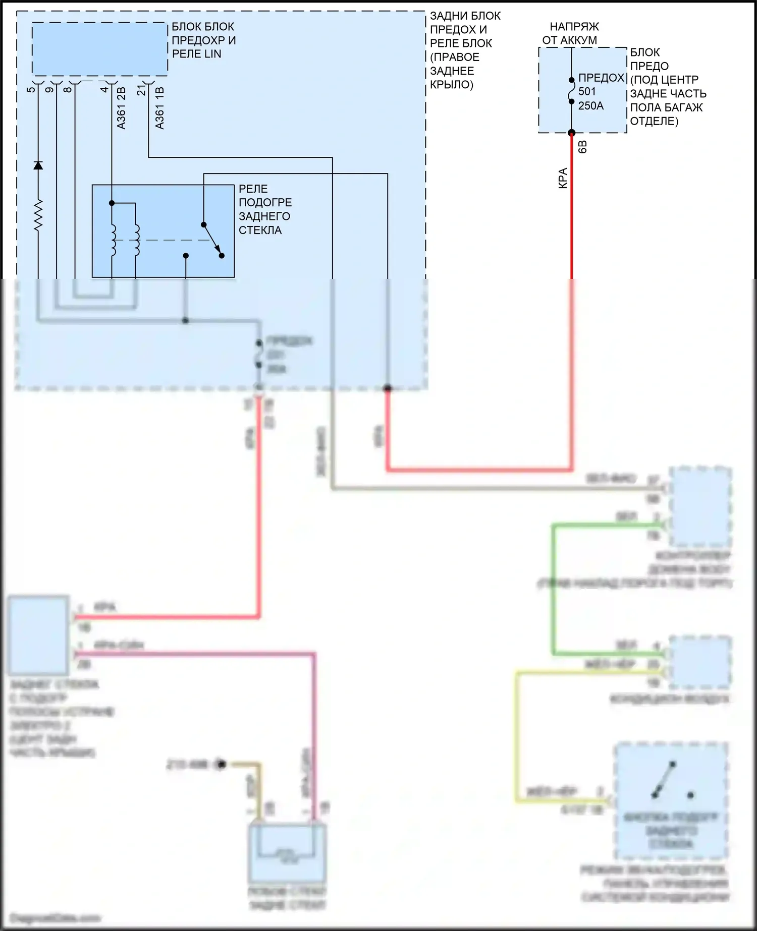X4 M BMW F98 (2019-2021): Электросхема заднего подогрева 