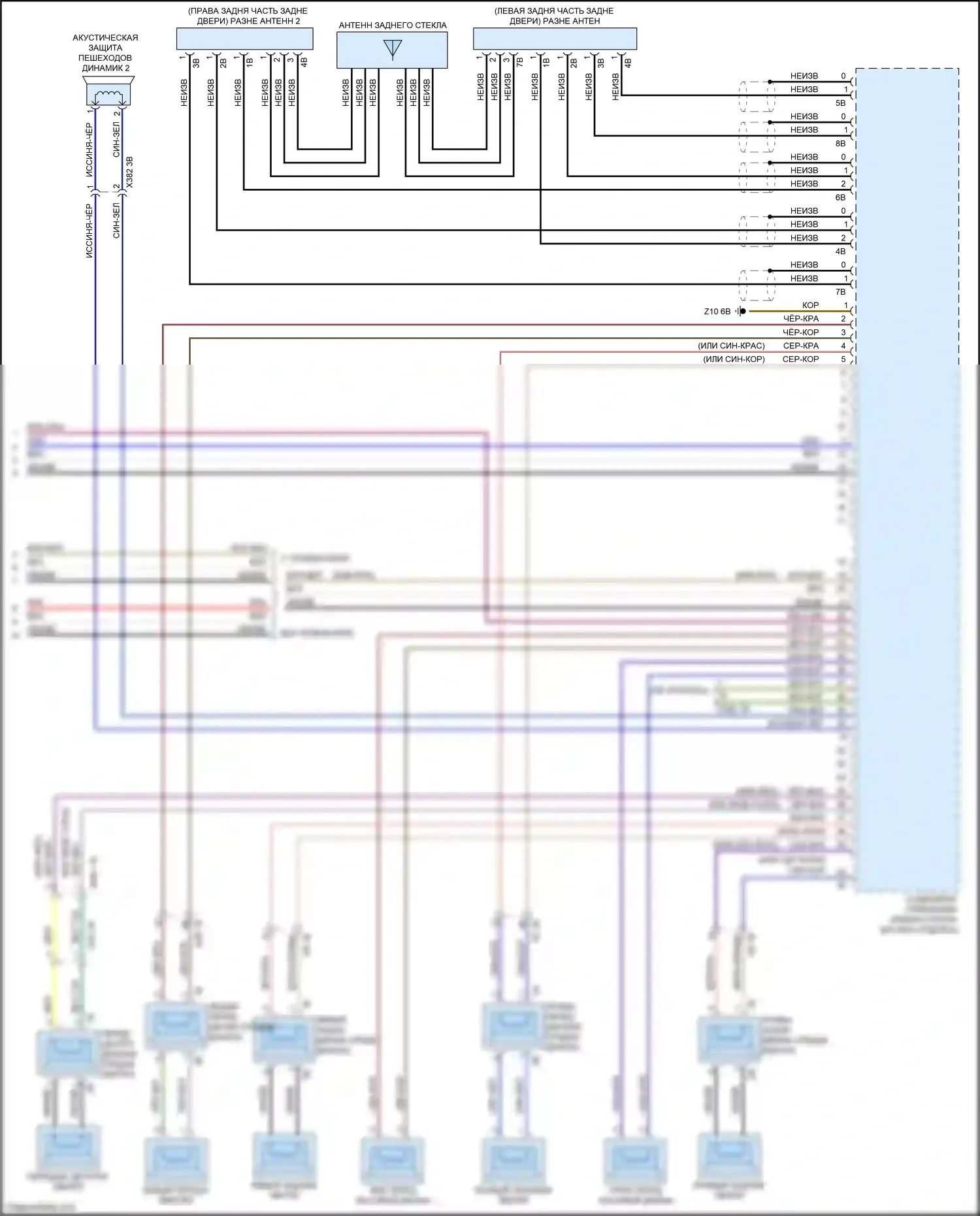 X4 M BMW F98 (2019-2021): Электросхема навигации, средний уровень с аудиоблоком приемника (3 из 3) 