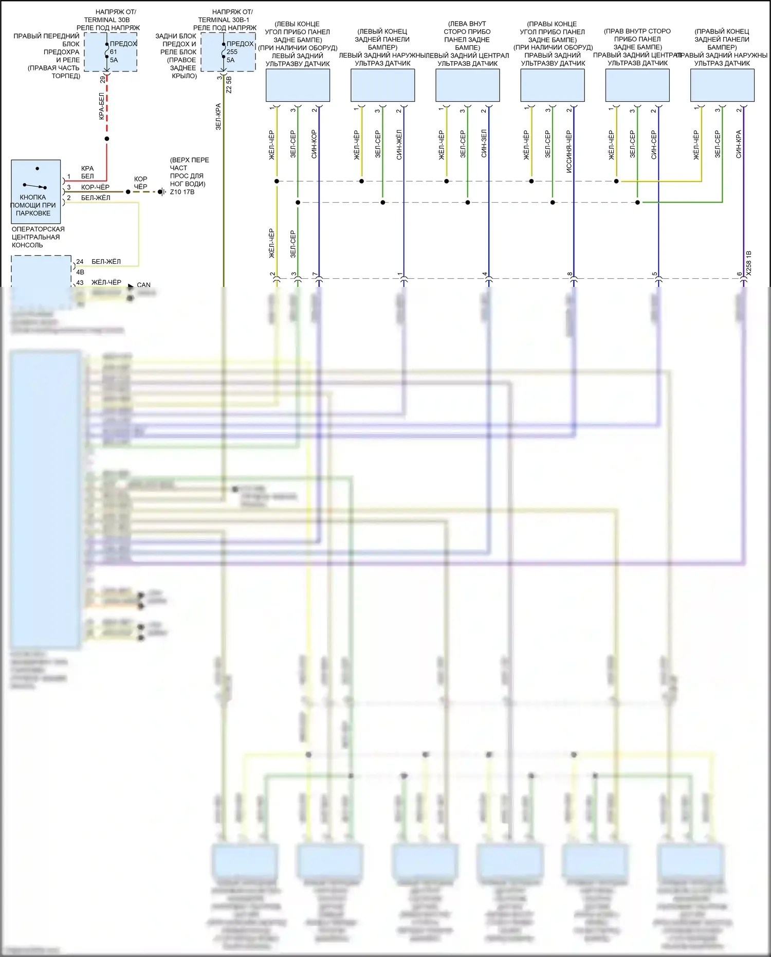 X4 M BMW F98 (2019-2021): Электросхема парктроника 