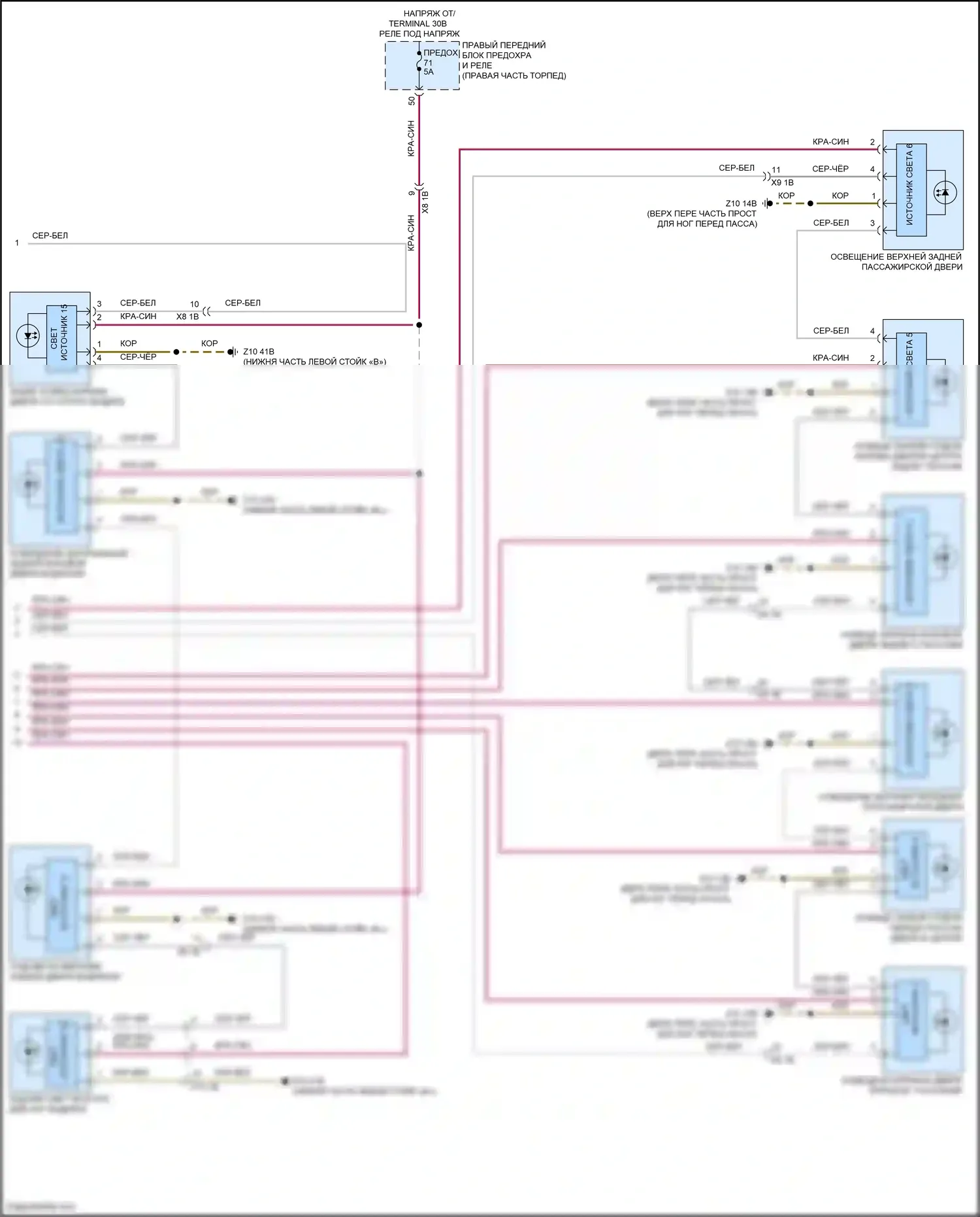X4 BMW G02 рестайлинг (2021-2024): Электросхема освещения салона (4 из 4) 