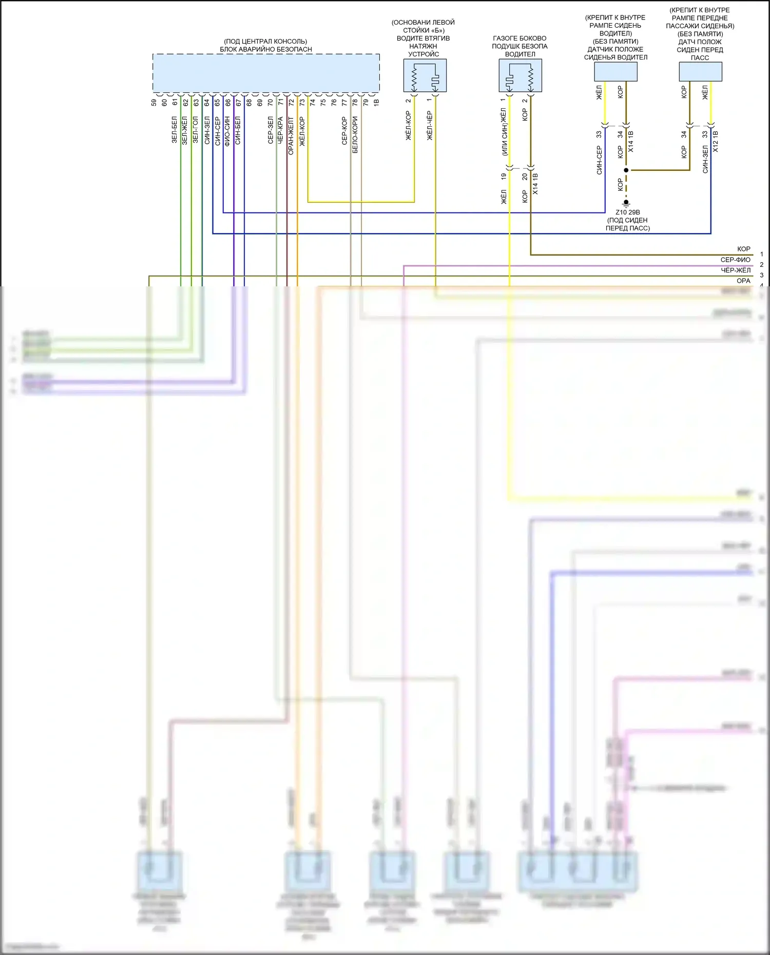X4 BMW G02 рестайлинг (2021-2024): Электросхема подушек безопасности (3 из 4) 