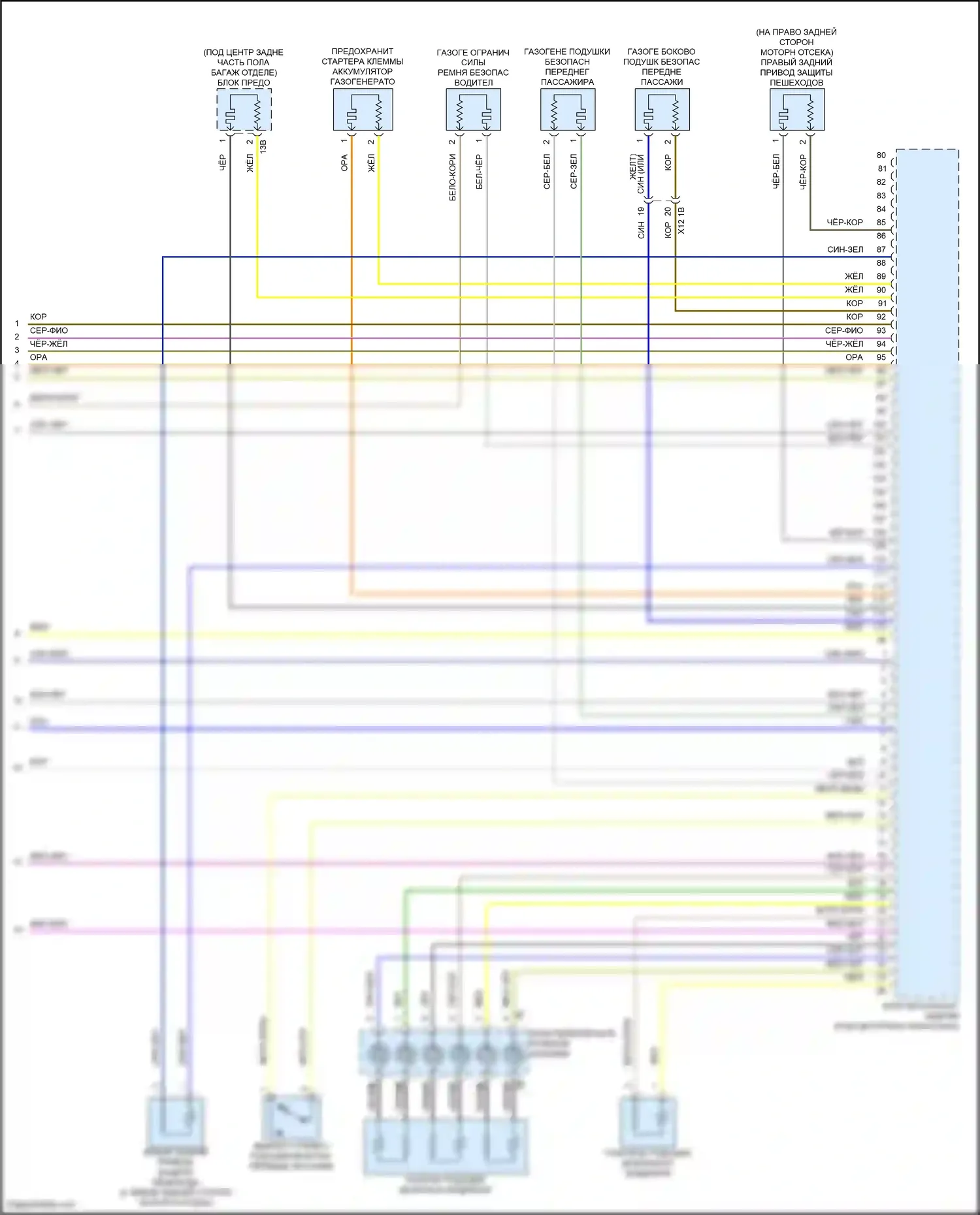 X4 BMW G02 рестайлинг (2021-2024): Электросхема подушек безопасности (4 из 4) 