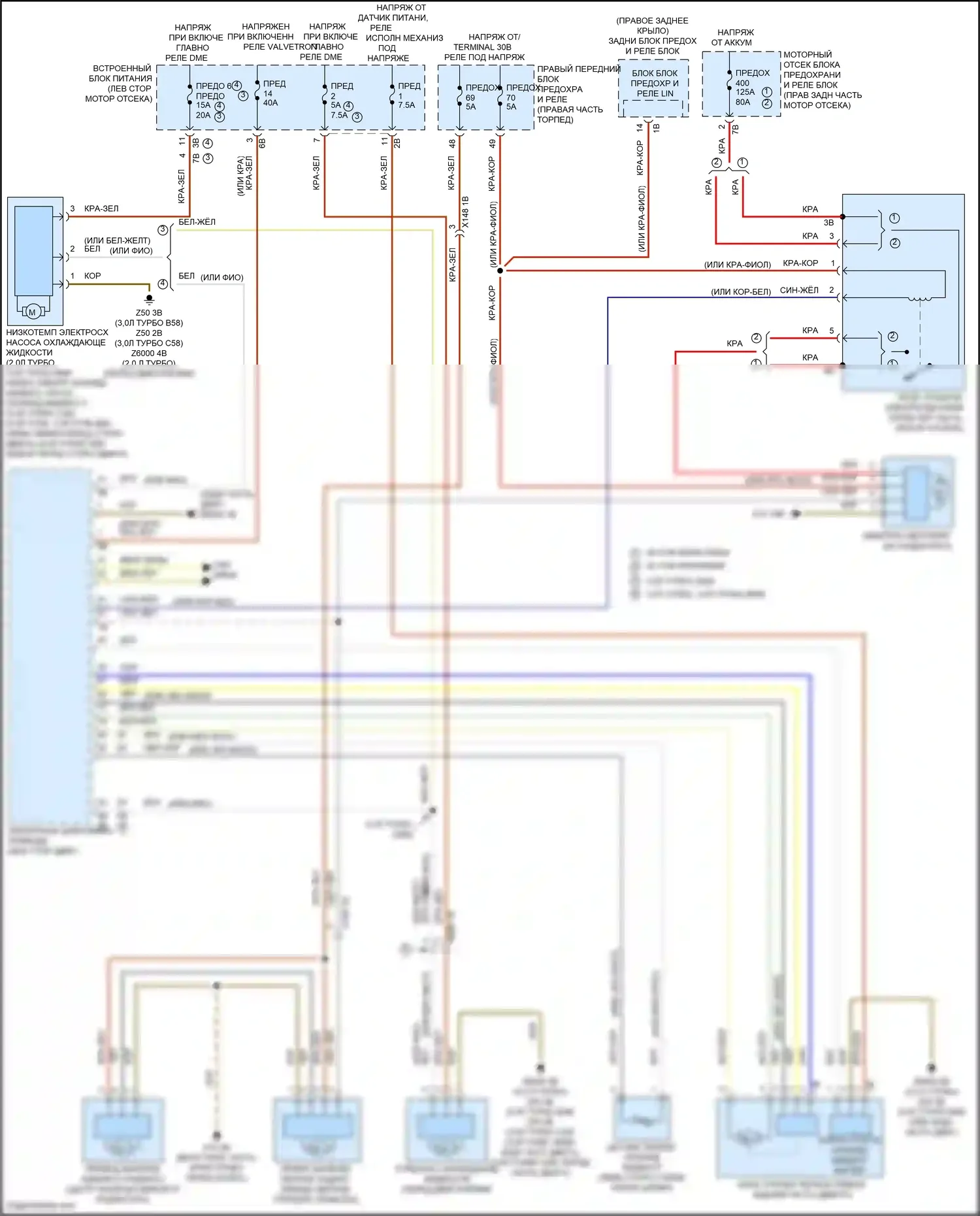 X4 BMW G02 рестайлинг (2021-2024): Электросхема вентилятора охлаждения 