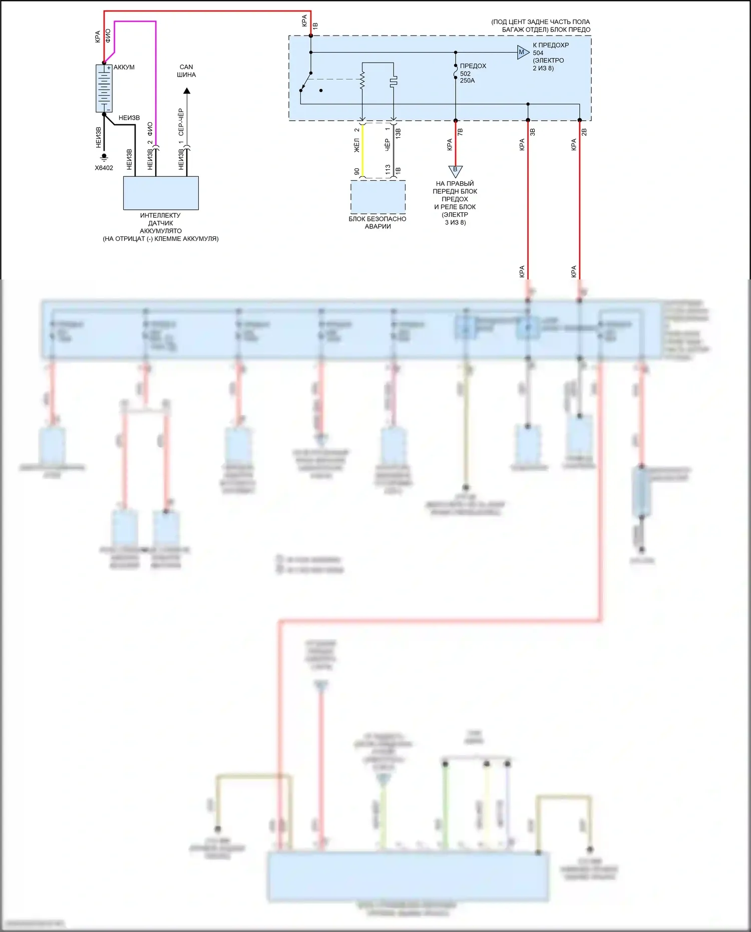 X4 BMW G02 (2018-2021): Электросхема блока предохранителей реле (1 из 8) 