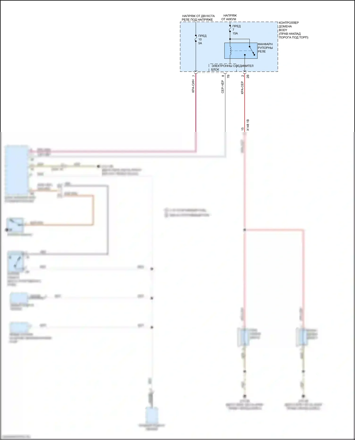 X4 BMW G02 (2018-2021): Электросхема клаксона 