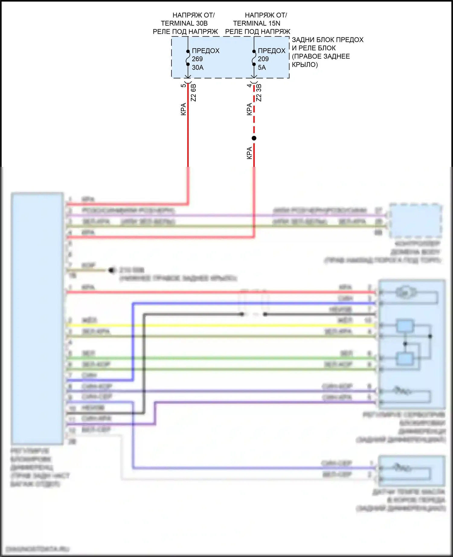 X4 BMW G02 (2018-2021): Электросхема заднего моста 