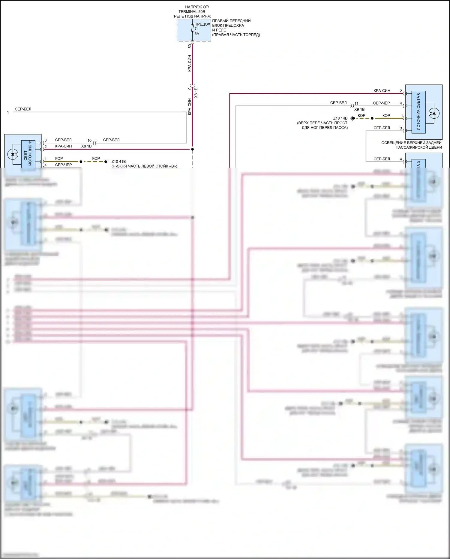 X4 BMW G02 (2018-2021): Электросхема освещения салона (4 из 4) 