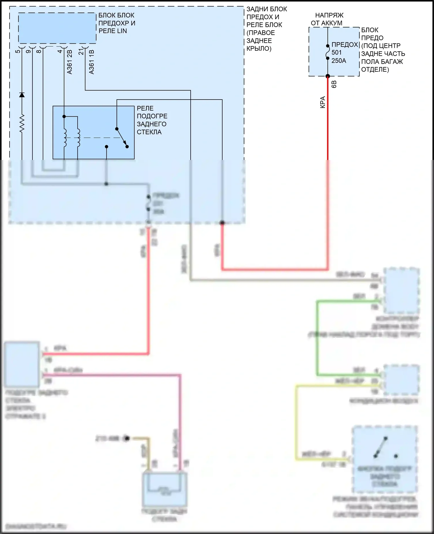X4 BMW G02 (2018-2021): Электросхема заднего подогрева 
