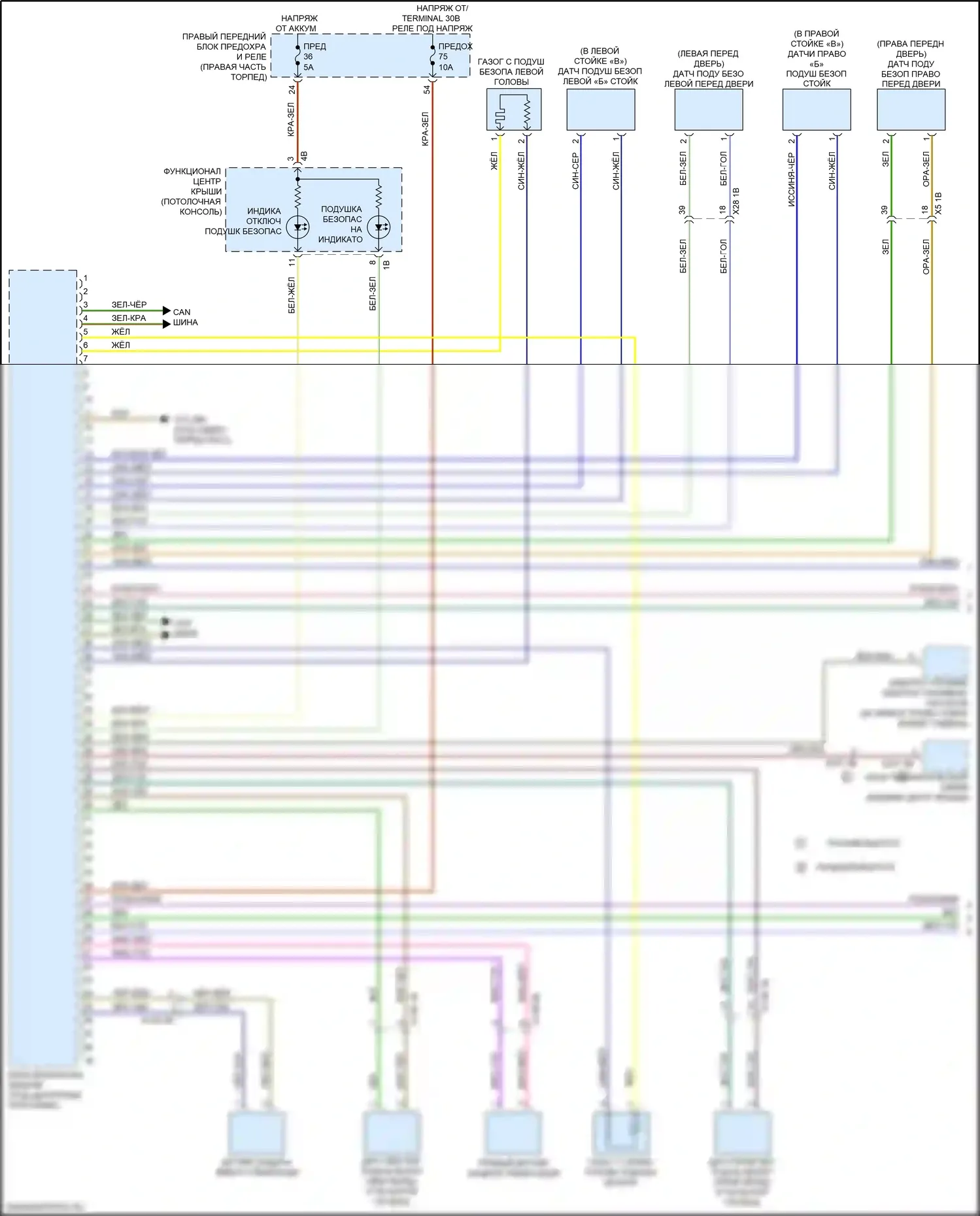 X4 BMW G02 (2018-2021): Электросхема подушек безопасности (1 из 4) 