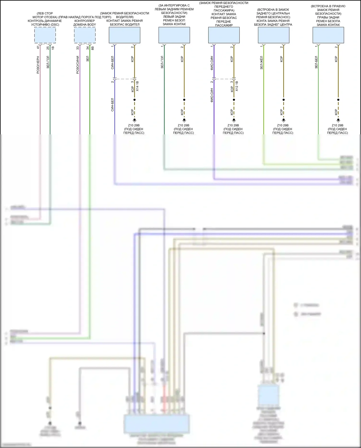 X4 BMW G02 (2018-2021): Электросхема подушек безопасности (2 из 4) 