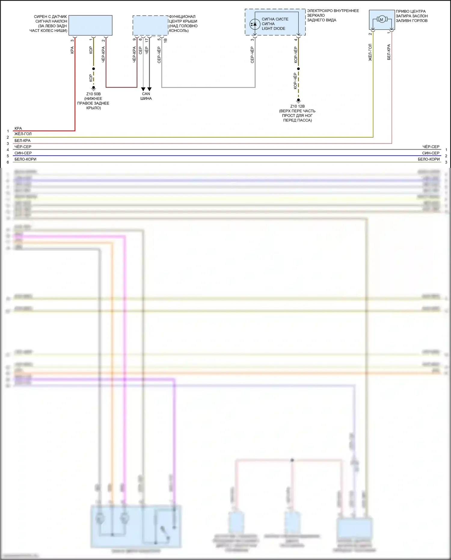 X4 BMW G02 (2018-2021): Электросхема сигнализации и центрального запирания (2 из 3) 