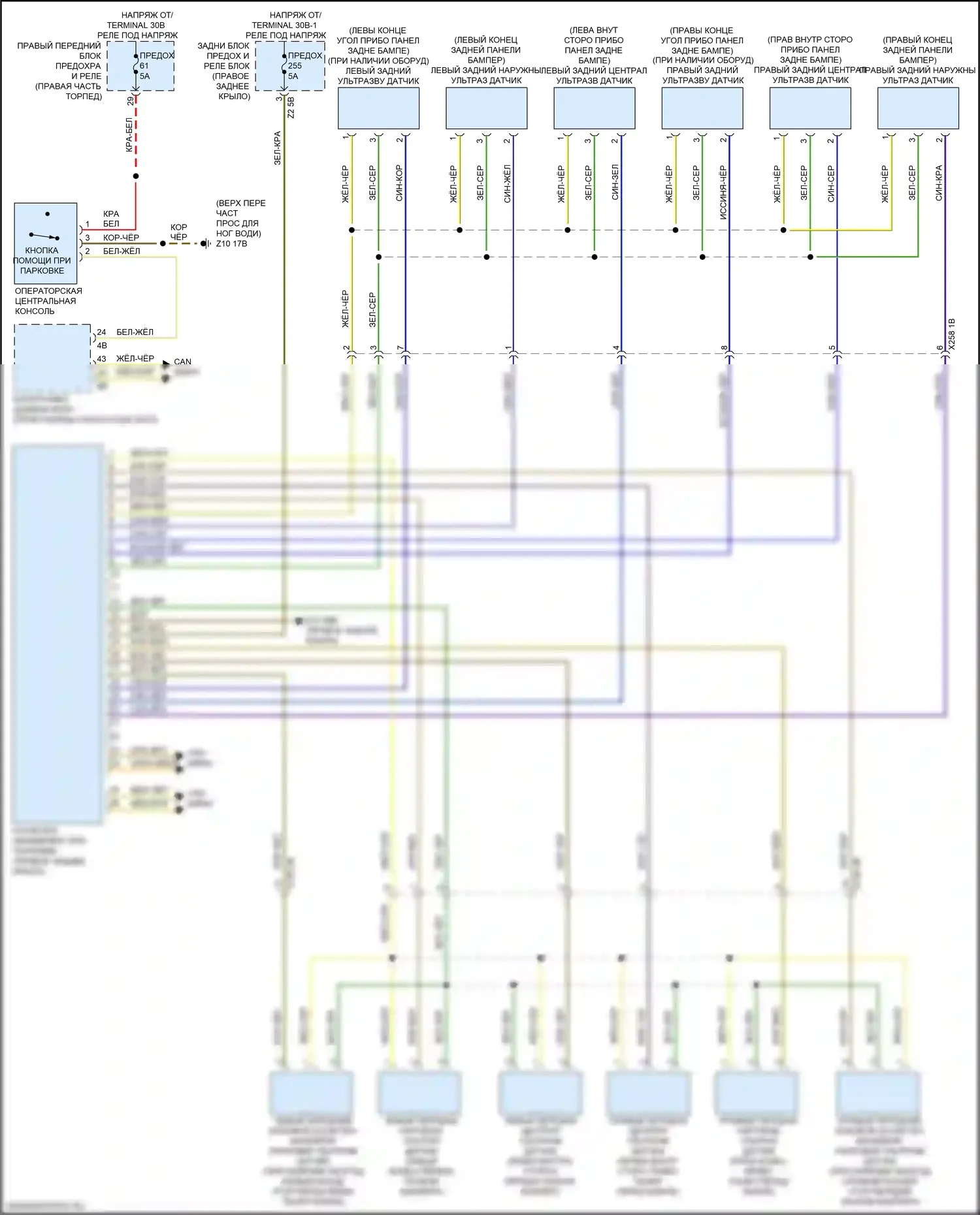 X4 BMW G02 (2018-2021): Электросхема парктроника 
