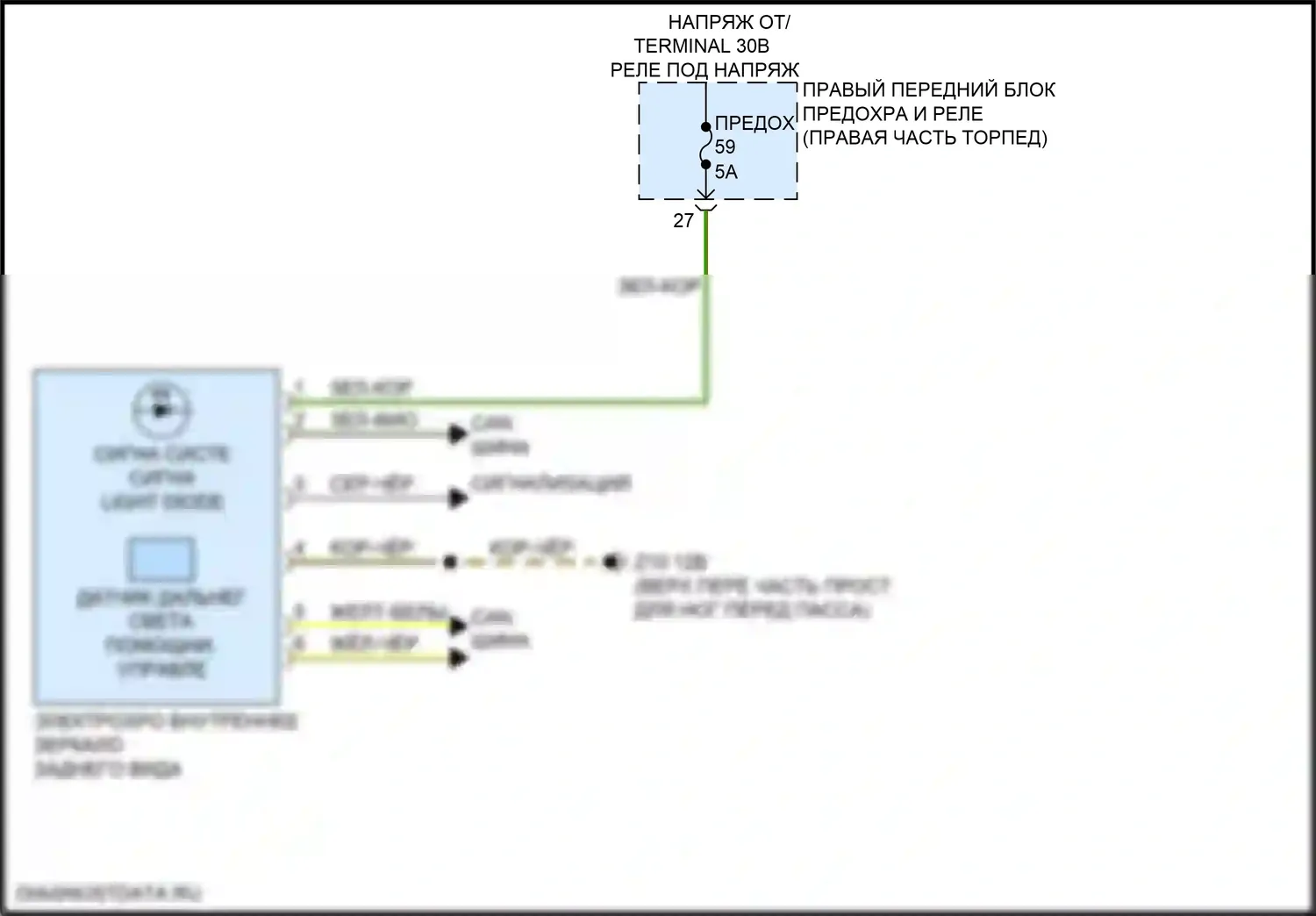 X4 BMW G02 (2018-2021): Электросхема управления зеркалами заднего вида 