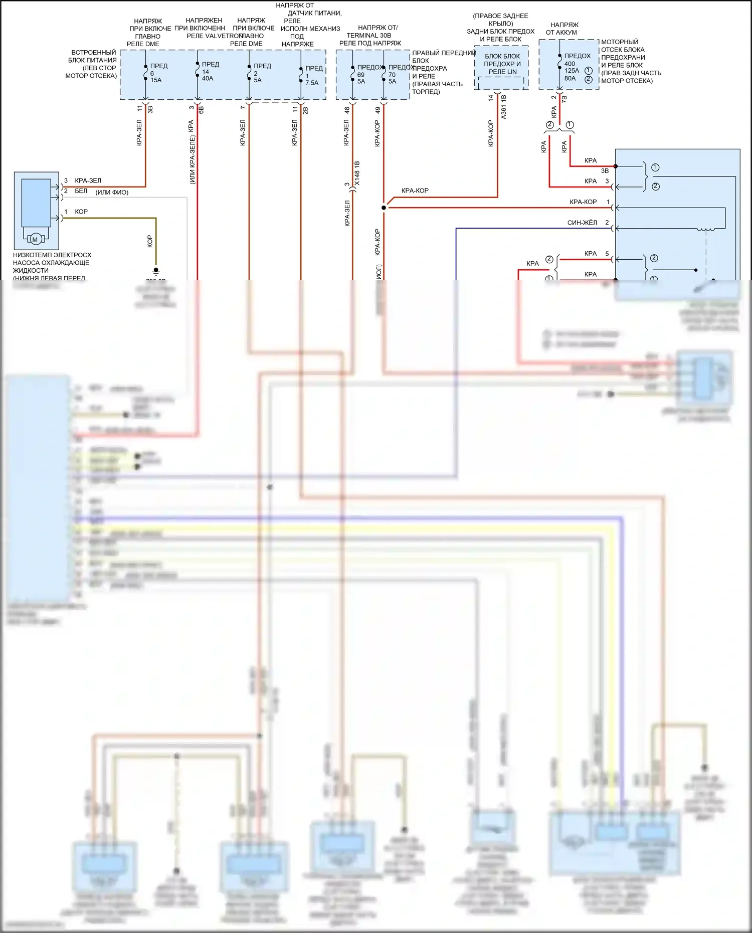 X4 BMW G02 (2018-2021): Электросхема вентилятора охлаждения 