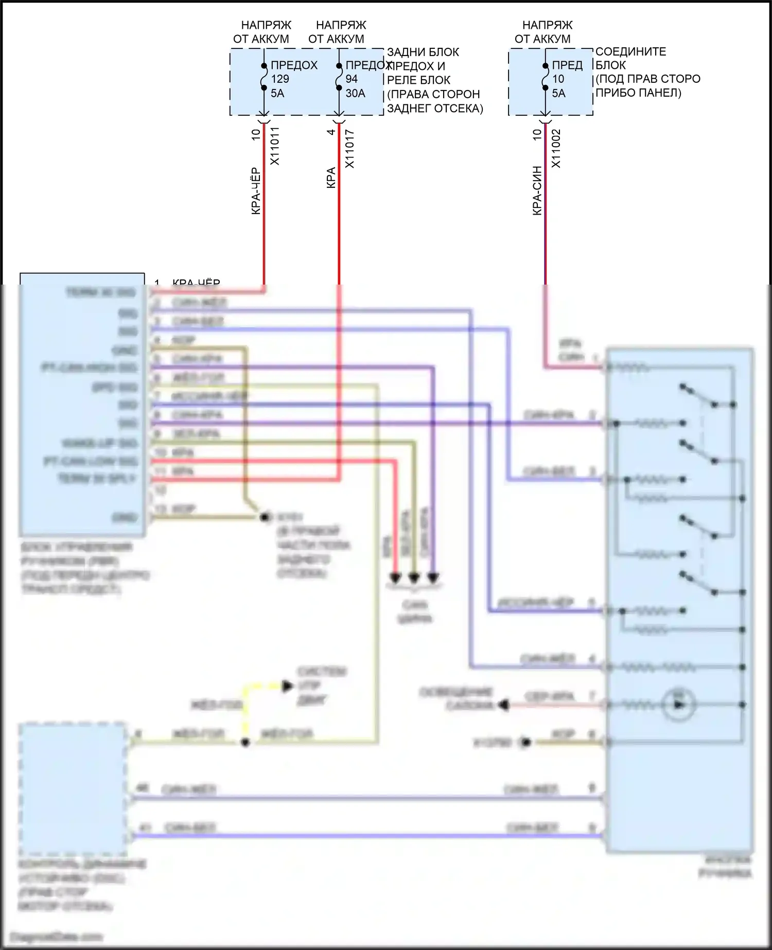 X5 M BMW E70 рестайлинг (2010-2013): Электросхема растормаживания стояночного тормоза 