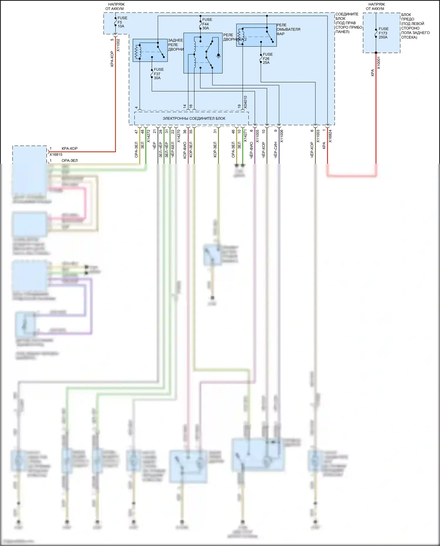 X5 M BMW E70 рестайлинг (2010-2013): Дворники и омыватели электросхема 