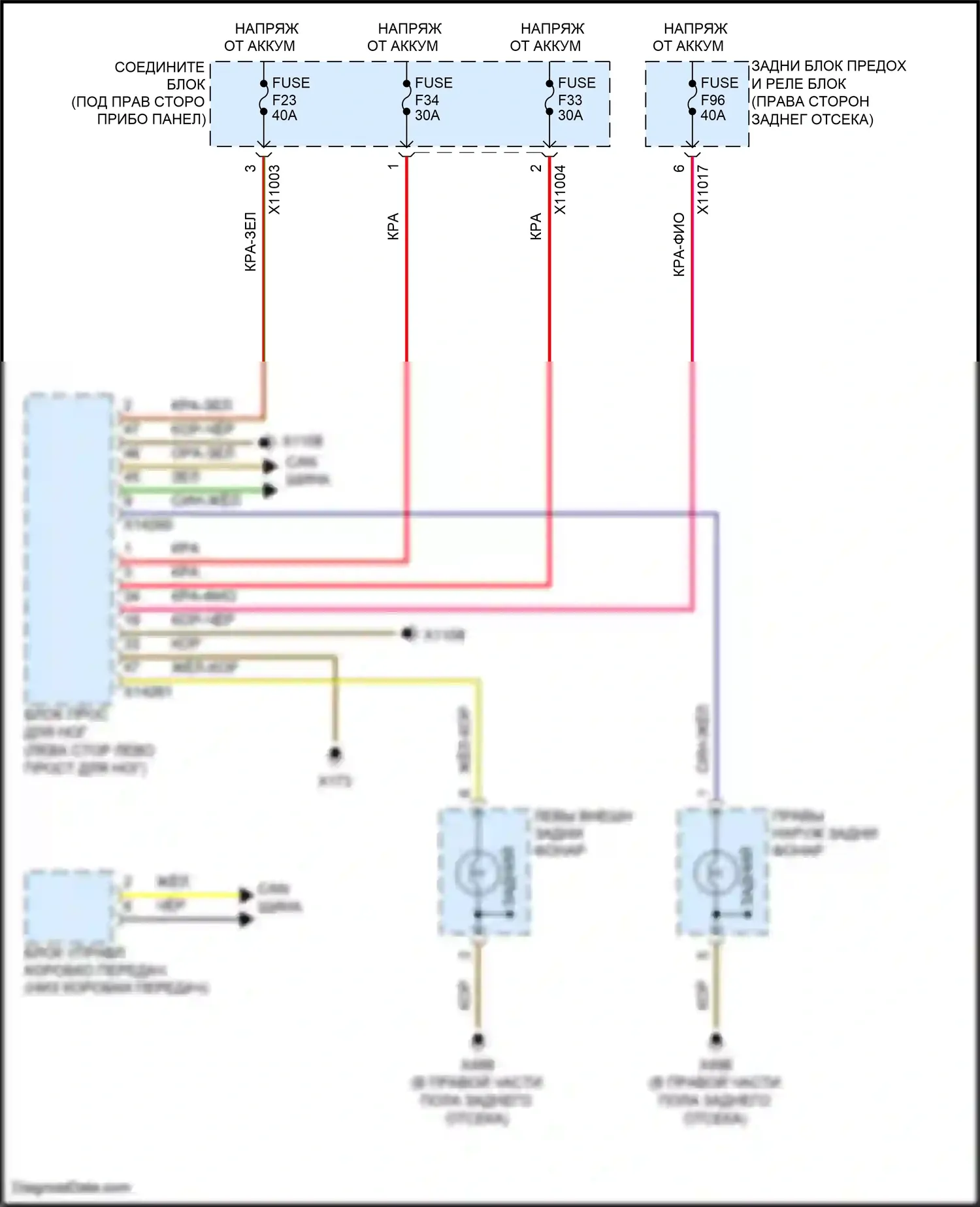 X5 M BMW E70 рестайлинг (2010-2013): Электросхема фонарей заднего хода 