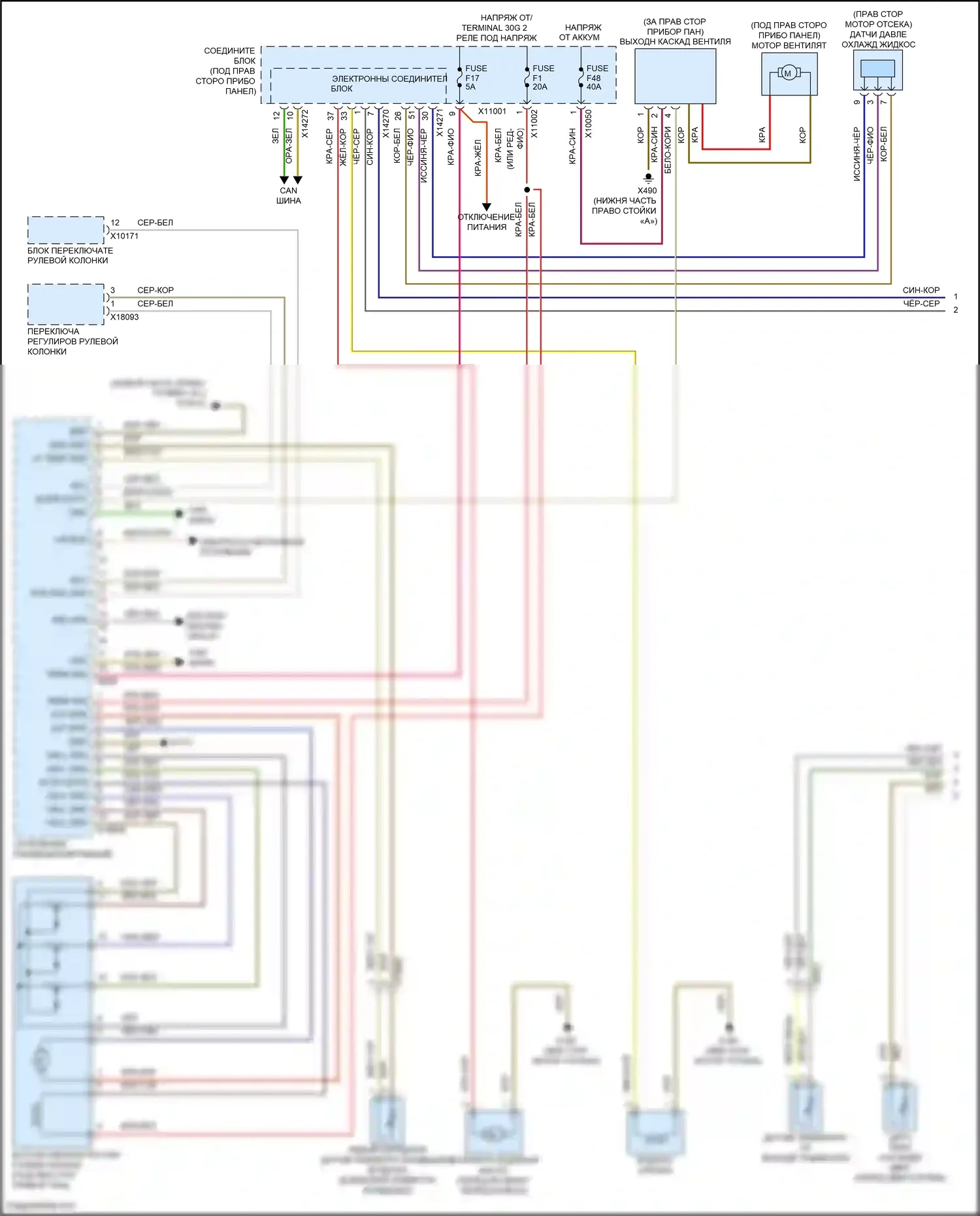 X5 M BMW E70 рестайлинг (2010-2013): Электросхема климат контроля, базовая (1 из 2) 