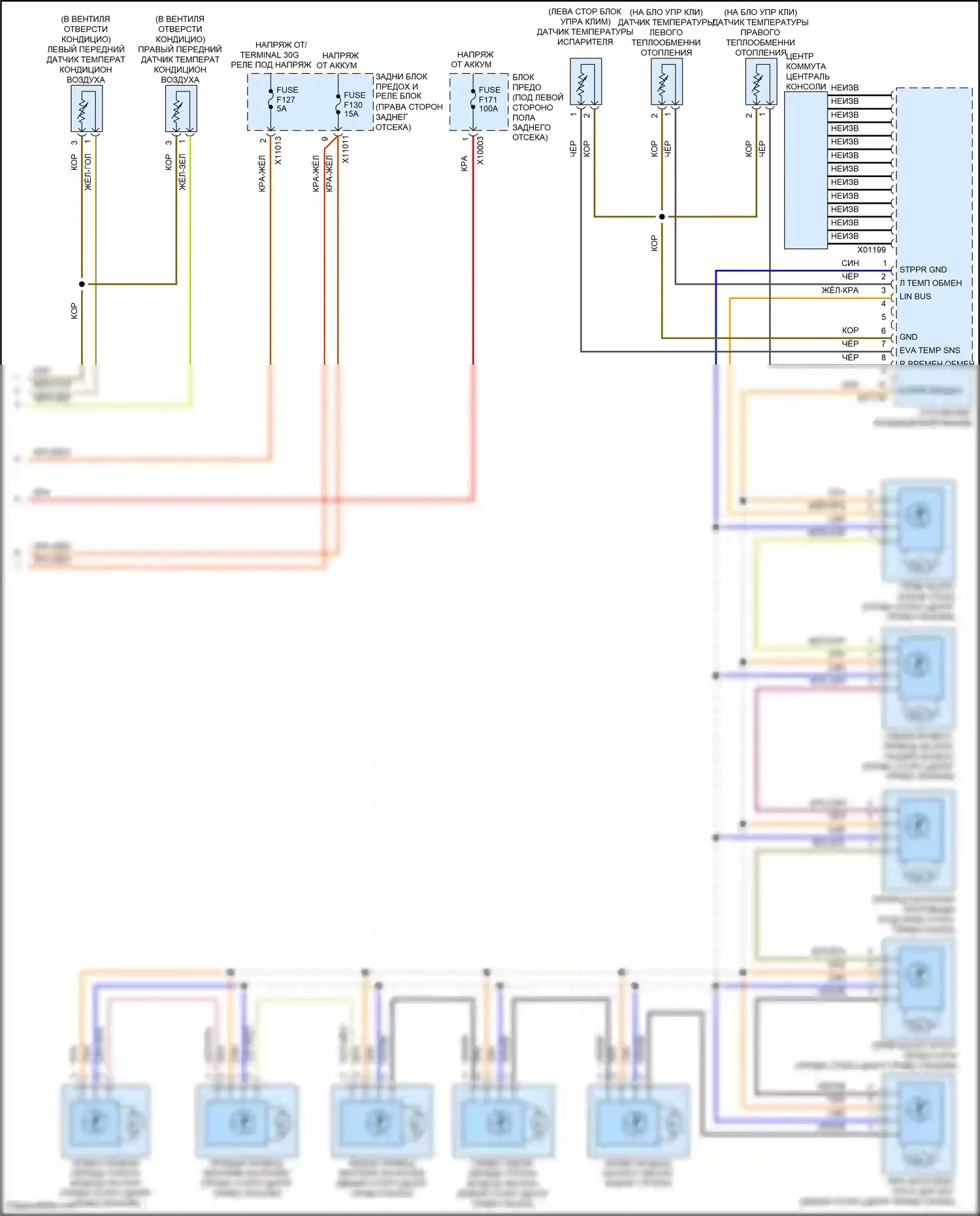 X5 M BMW E70 рестайлинг (2010-2013): Электросхема климат контроля, кроме основного без вентилятора заднего отсека (3 из 3) 
