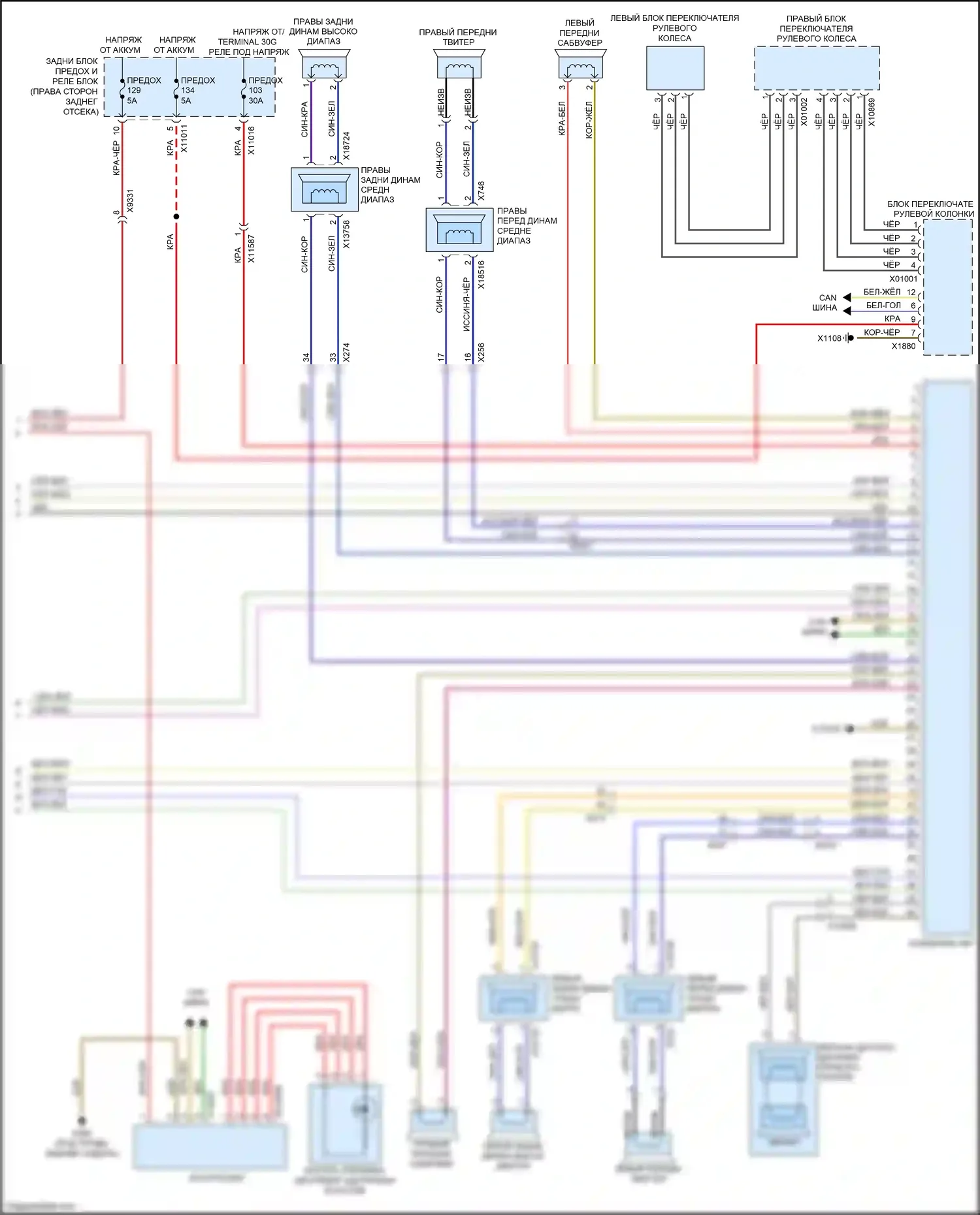 X5 M BMW E70 рестайлинг (2010-2013): Hifi электросхема магнитолы, с активным звуковым оформлением (4 из 4) 