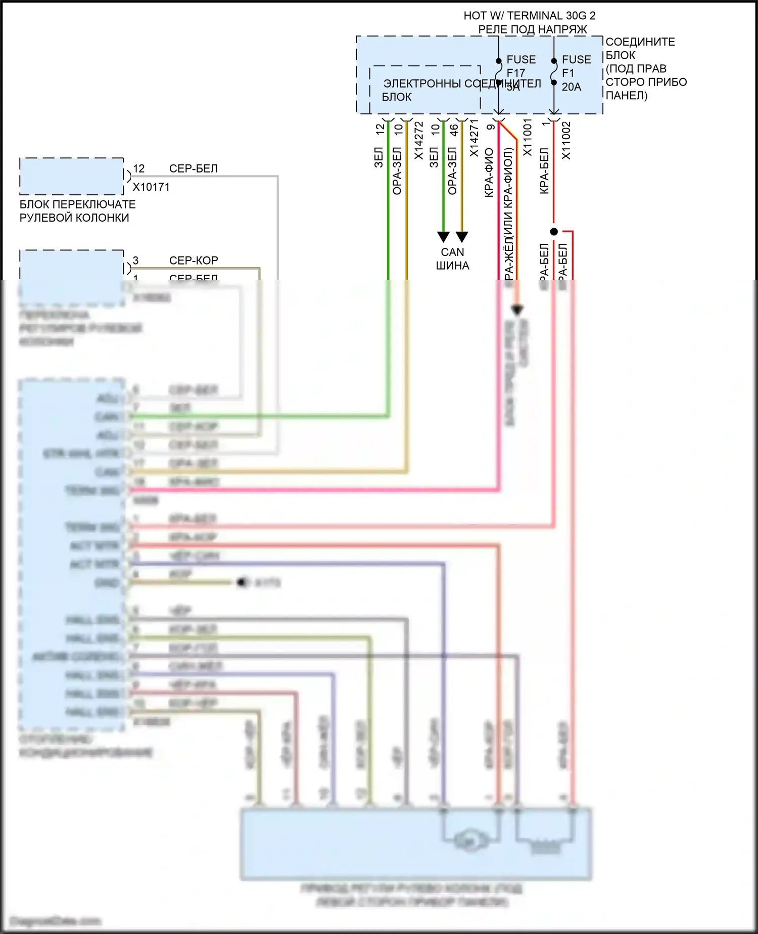 X5 M BMW E70 рестайлинг (2010-2013): Электросхема памяти рулевой колонки 