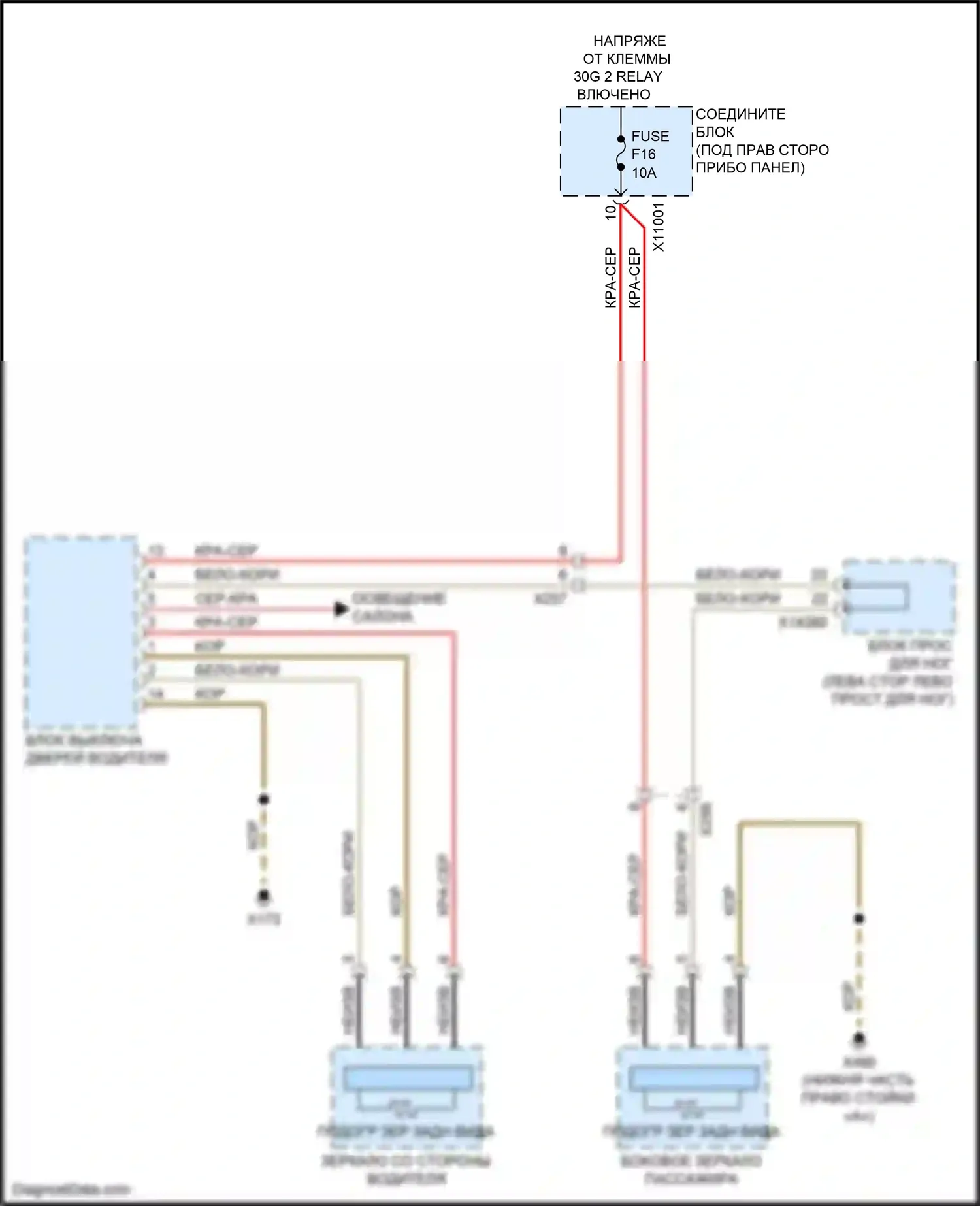 X5 M BMW E70 рестайлинг (2010-2013): Электросхема обогреваемых зеркал, с функцией шины lin 
