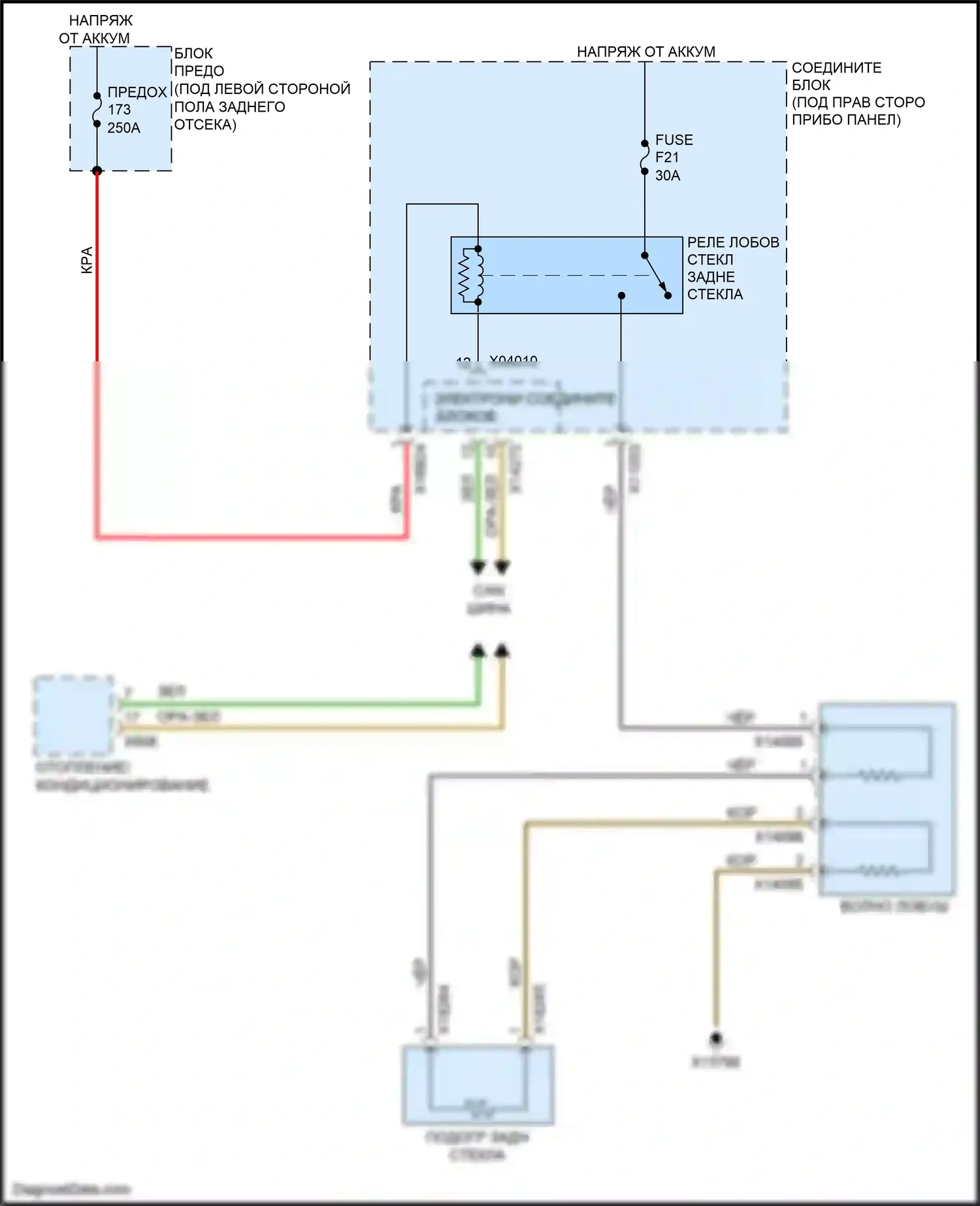 X5 M BMW E70 рестайлинг (2010-2013): Электросхема заднего подогрева 