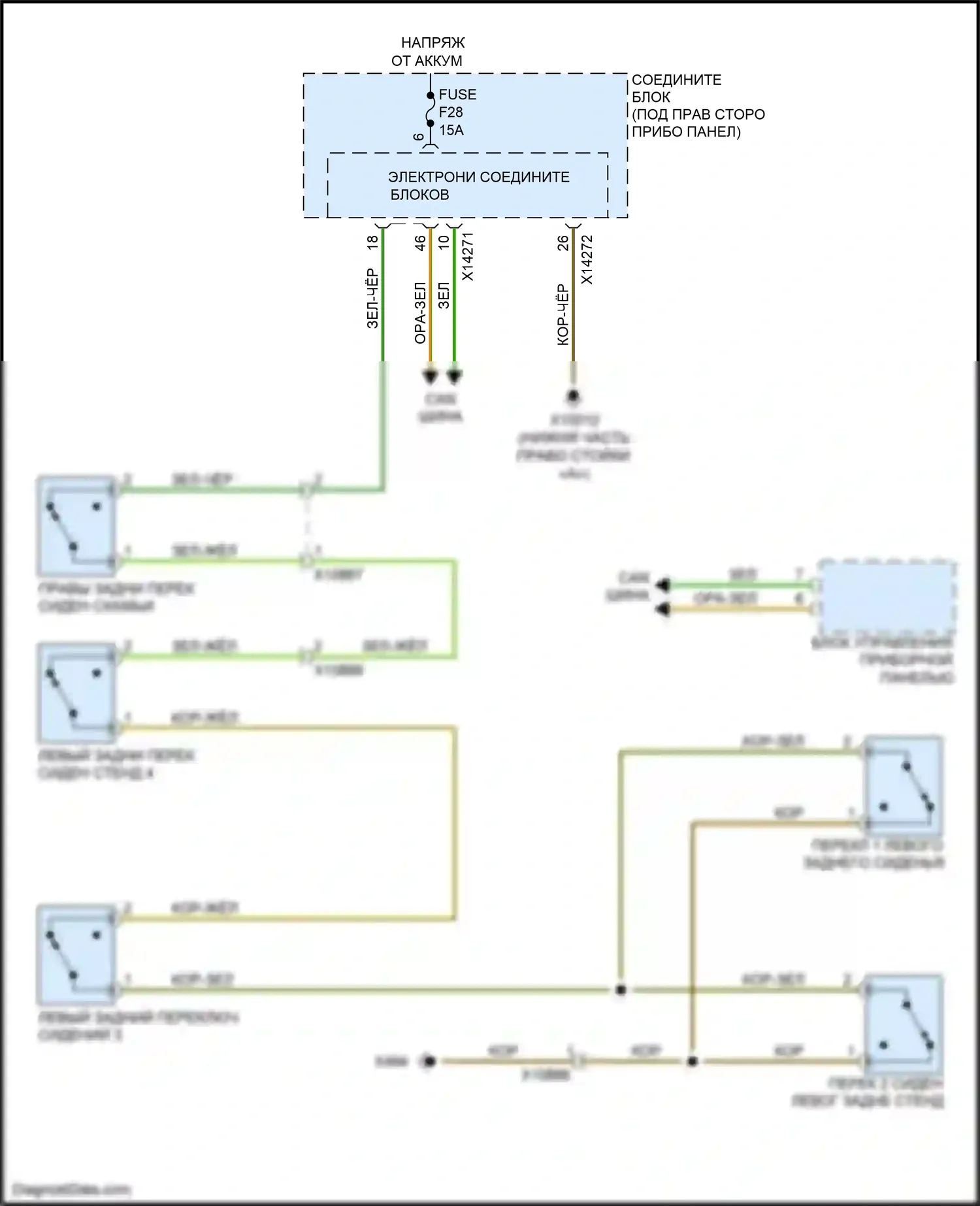X5 M BMW E70 рестайлинг (2010-2013): Электросхема блокировки сиденья второго ряда 
