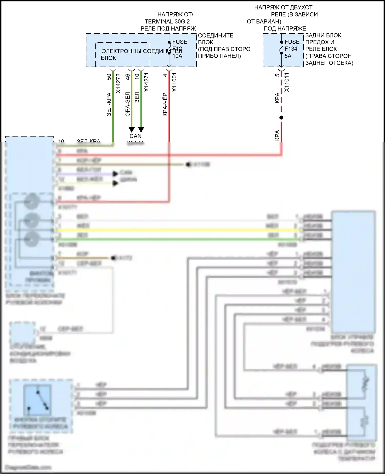 X5 M BMW E70 рестайлинг (2010-2013): Электросхема рулевого колеса с подогревом 