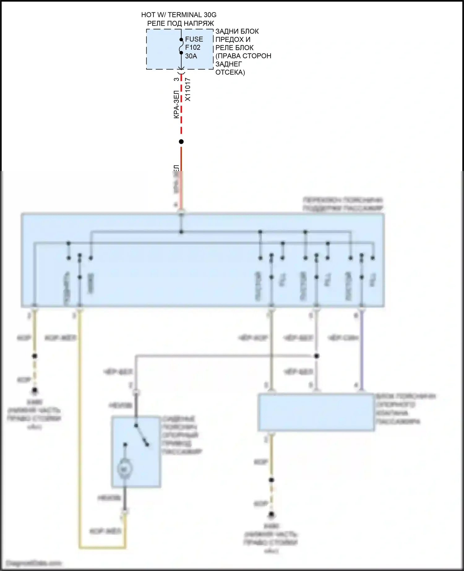 X5 M BMW E70 рестайлинг (2010-2013): Поясничная электросхема пассажира 