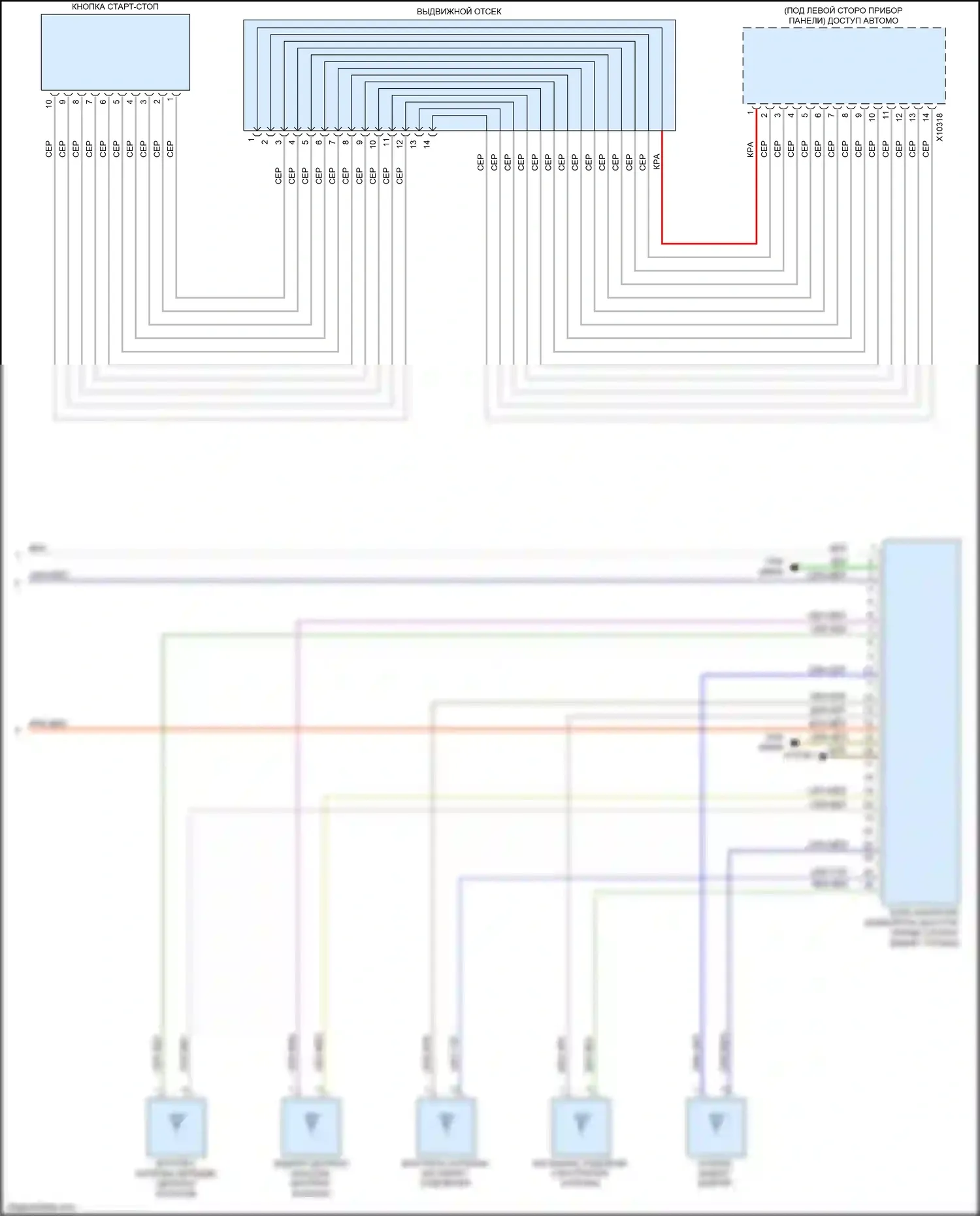 X5 M BMW E70 рестайлинг (2010-2013): Электросхема системы бесключевого доступа (3 из 3) 